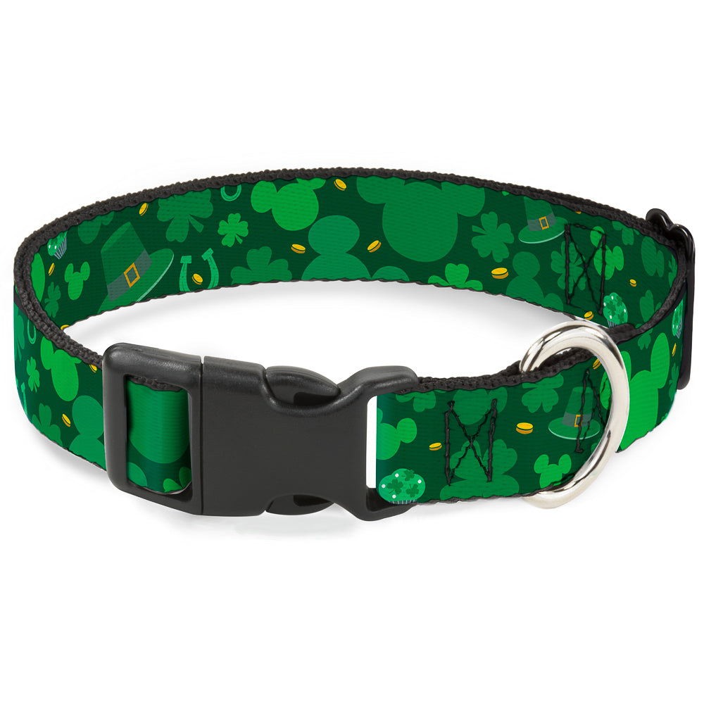 Plastic Clip Collar - St. Patricks Day Mickey Collage Greens