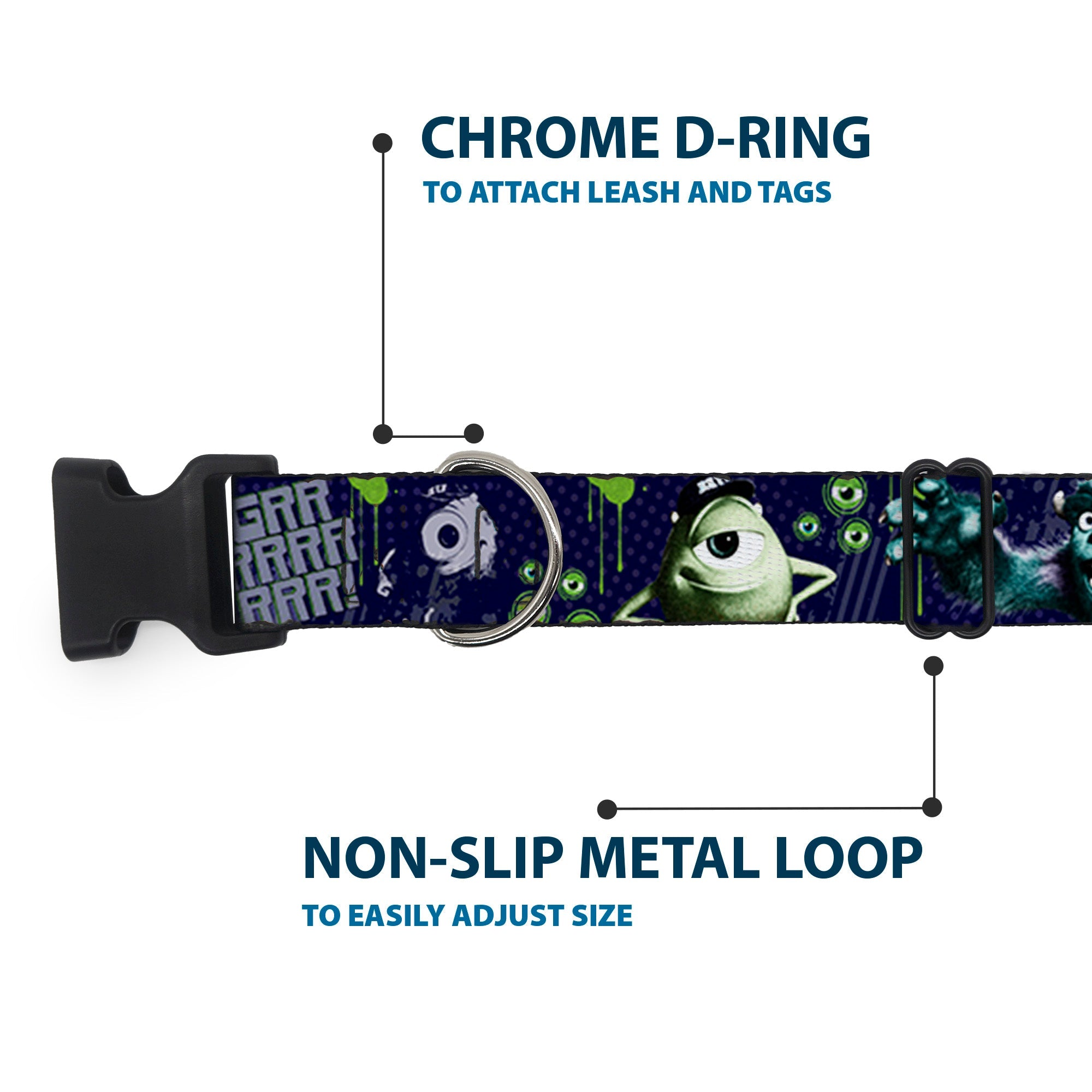 Plastic Clip Collar - Monsters University Sully & Mike Poses/GRRRRR!