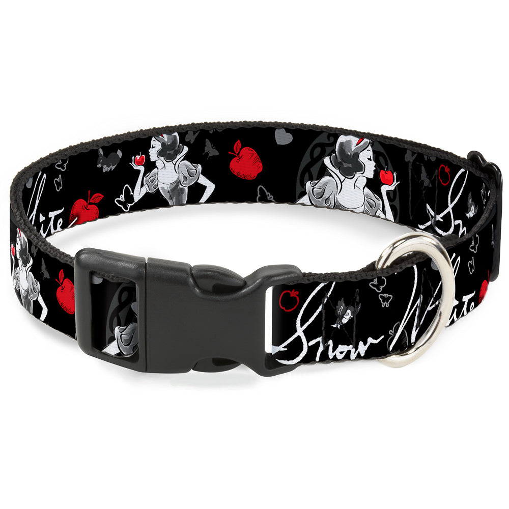 Plastic Clip Collar - SNOW WHITE Apple Poses/Butterflies Black/Gray/Red