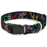 Plastic Clip Collar - Electric Tinkerbell Poses/Stripes Black/Multi Neon