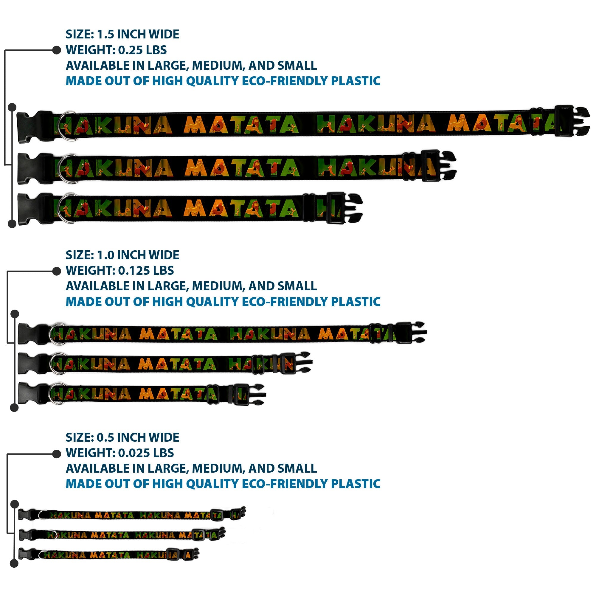 Plastic Clip Collar - HAKUNA MATATA Black/Lion King Scenes