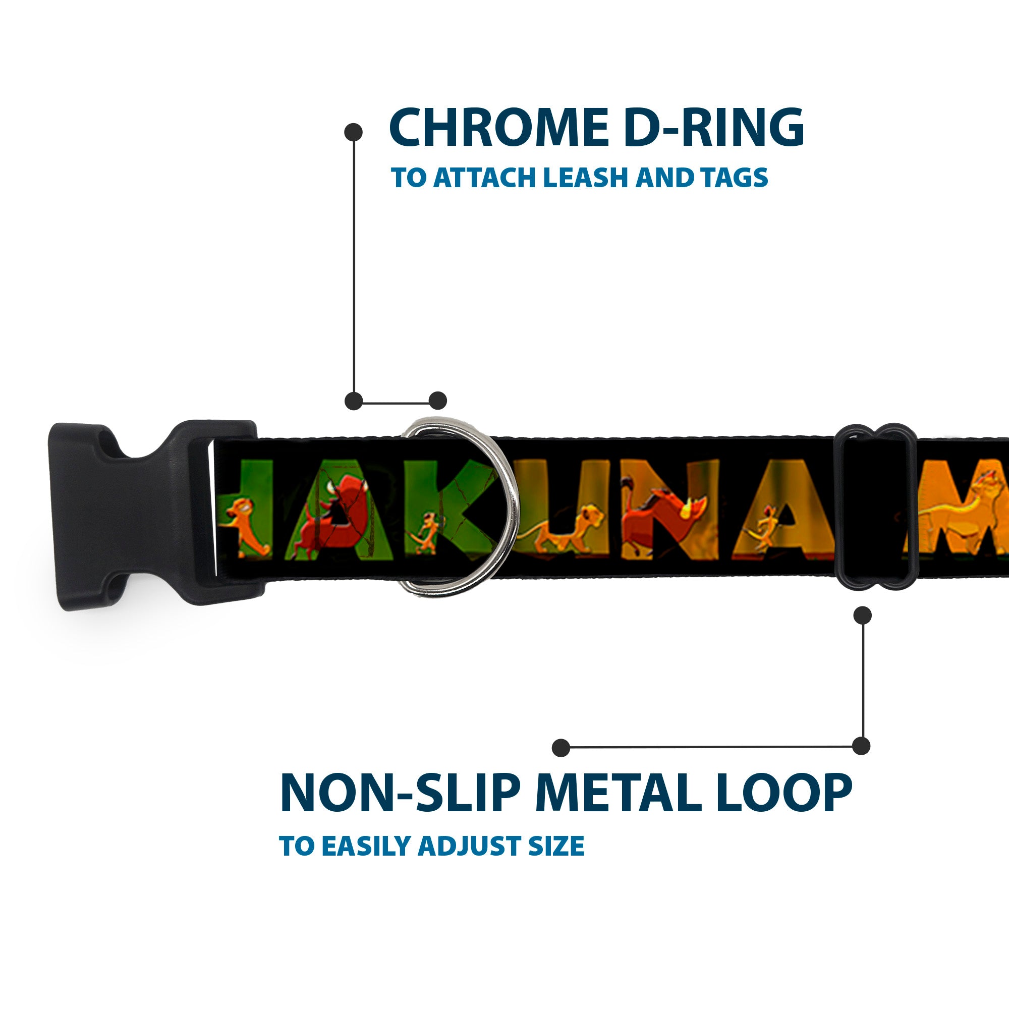 Plastic Clip Collar - HAKUNA MATATA Black/Lion King Scenes