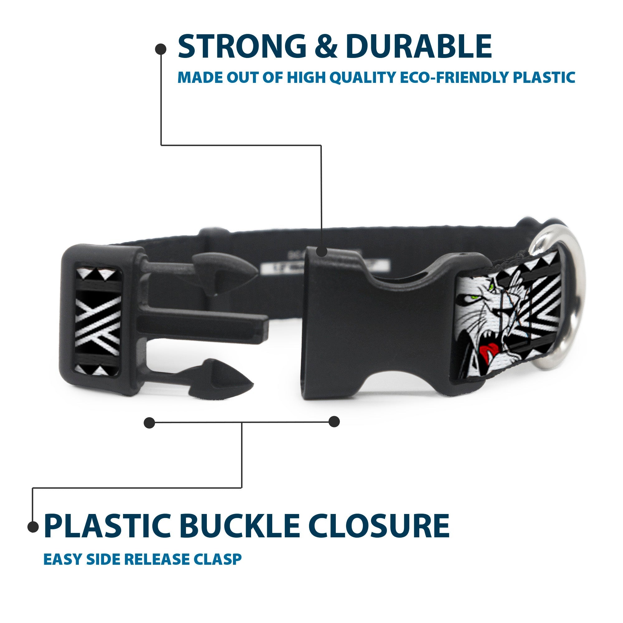 Plastic Clip Collar - Lion King Scar Poses White/Black