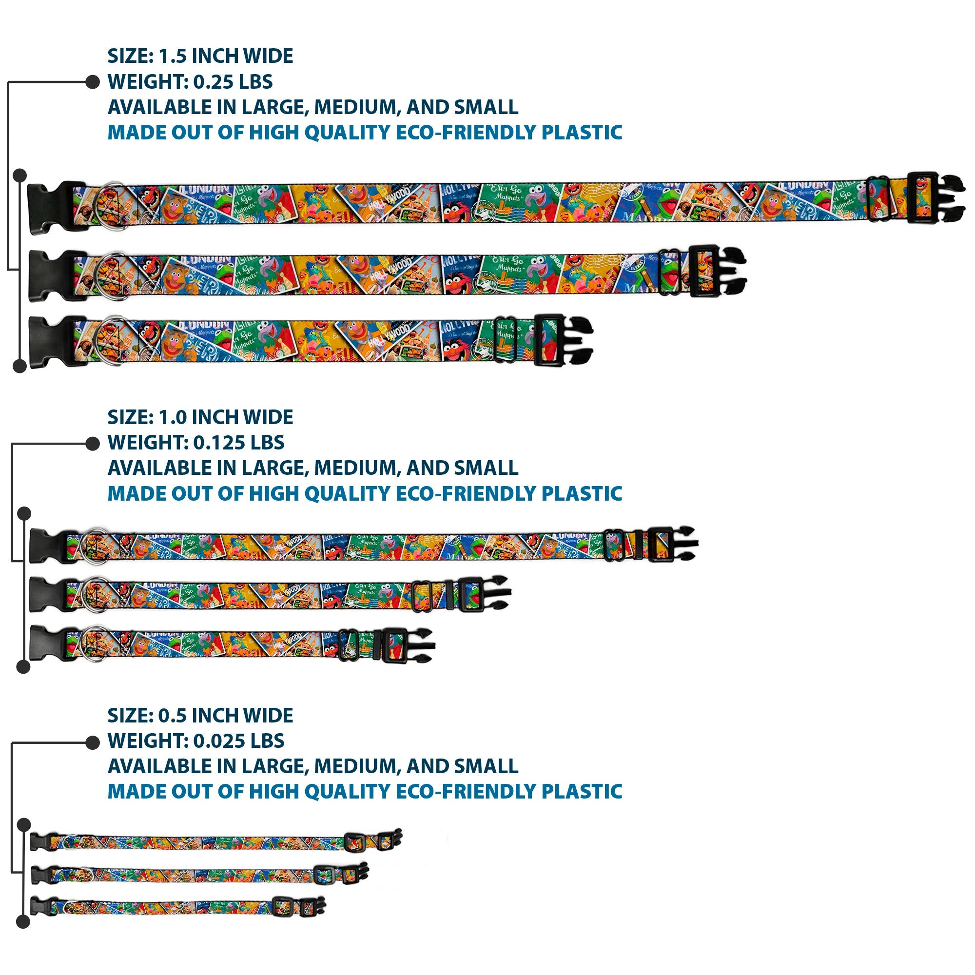 Plastic Clip Collar - Muppets Postage Stamps Stacked