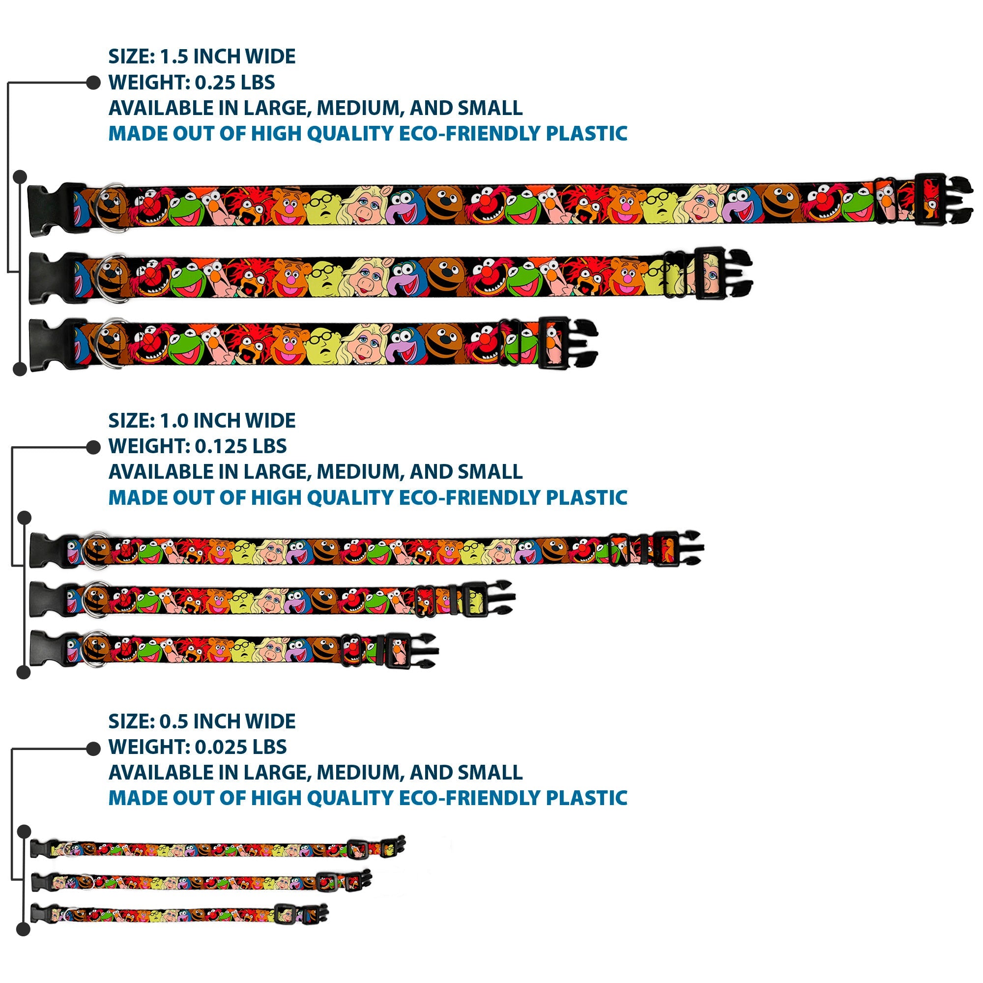 Plastic Clip Collar - Muppets Faces Black