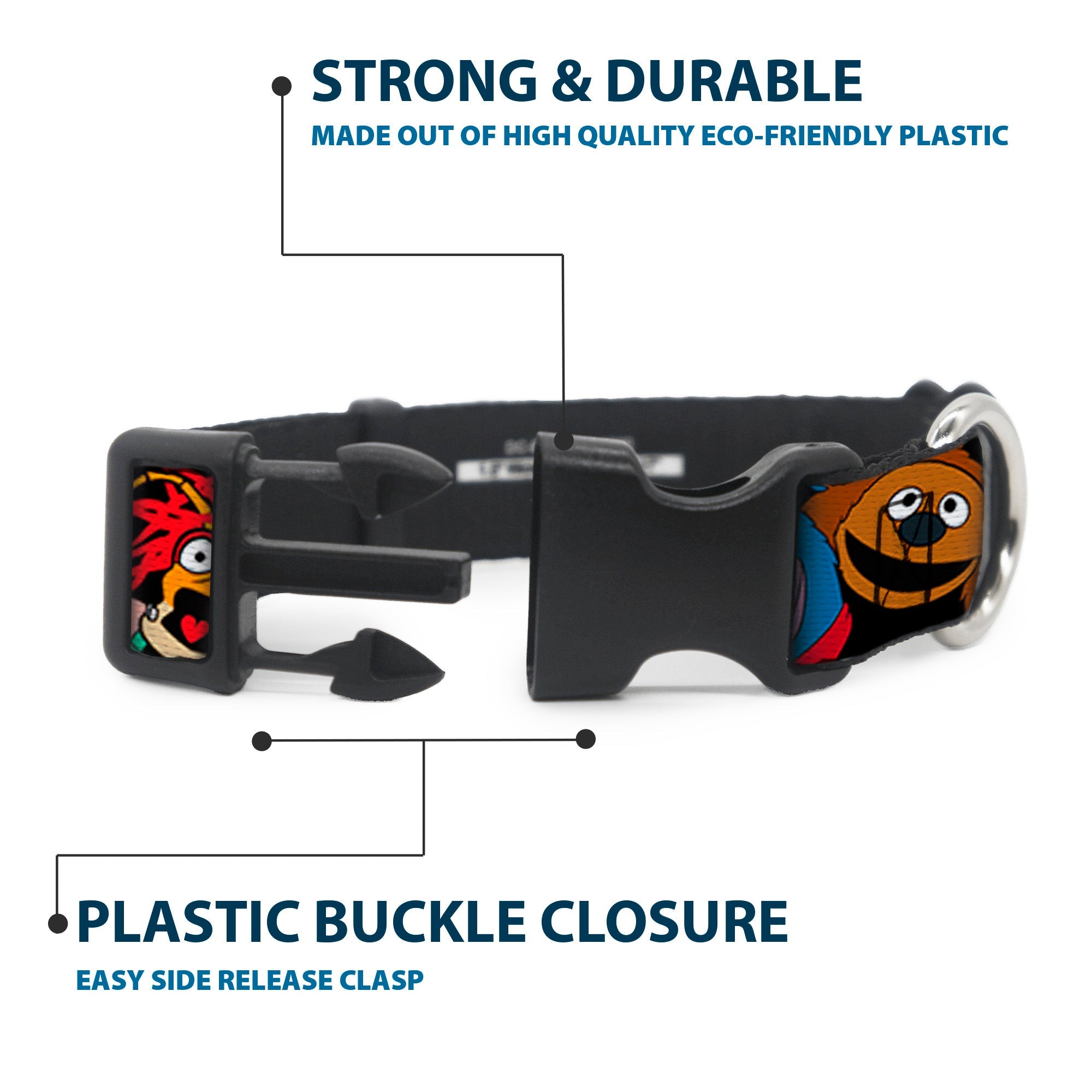 Plastic Clip Collar - Muppets Faces Black