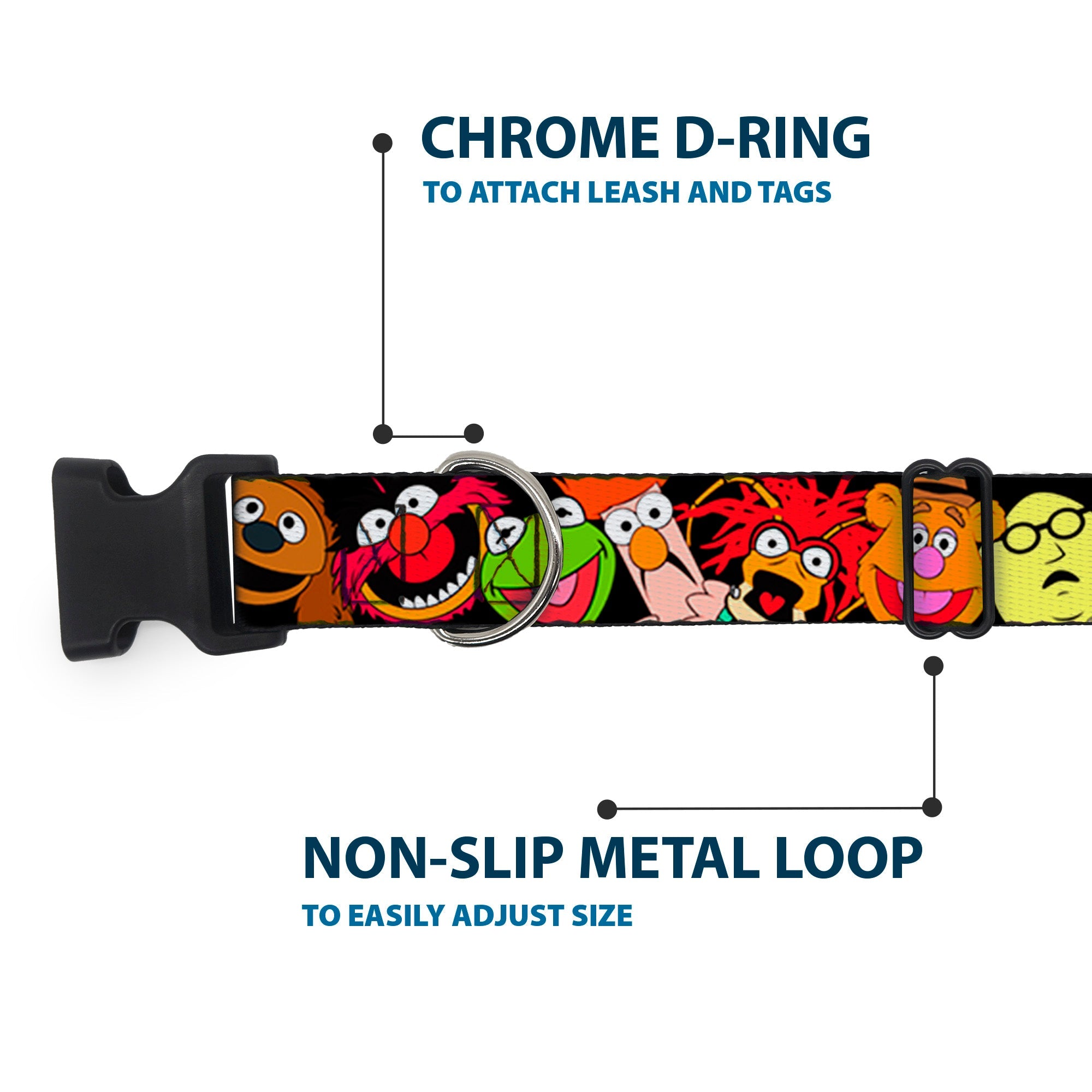 Plastic Clip Collar - Muppets Faces Black