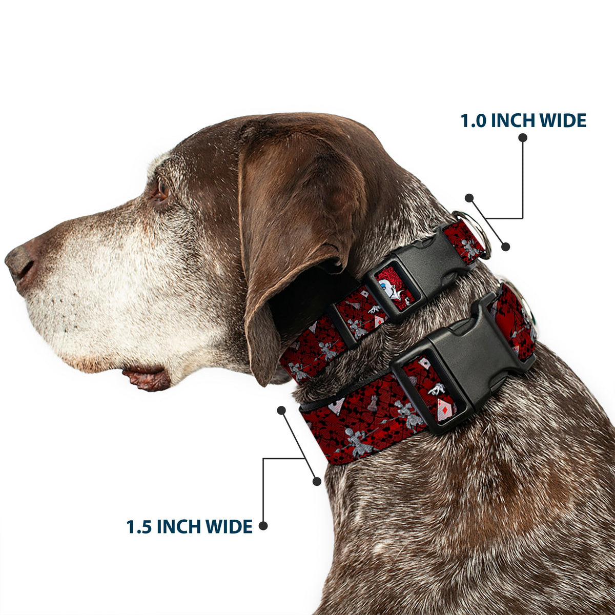 Plastic Clip Collar - Queen of Hearts Poses/Hearts/Cards Reds/Black