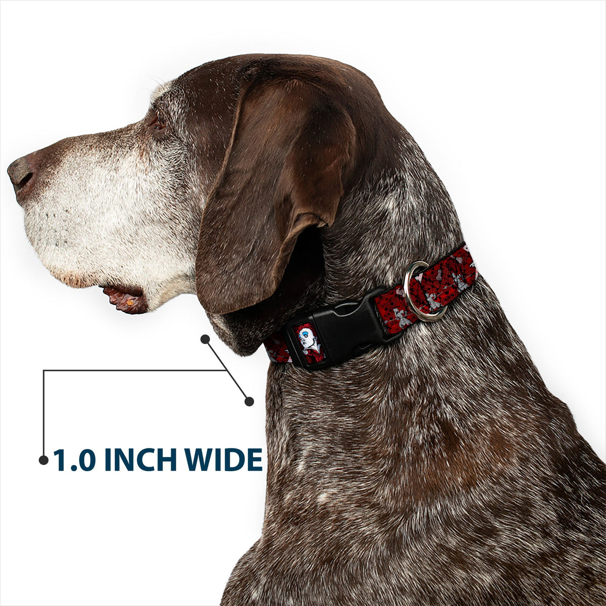Plastic Clip Collar - Queen of Hearts Poses/Hearts/Cards Reds/Black