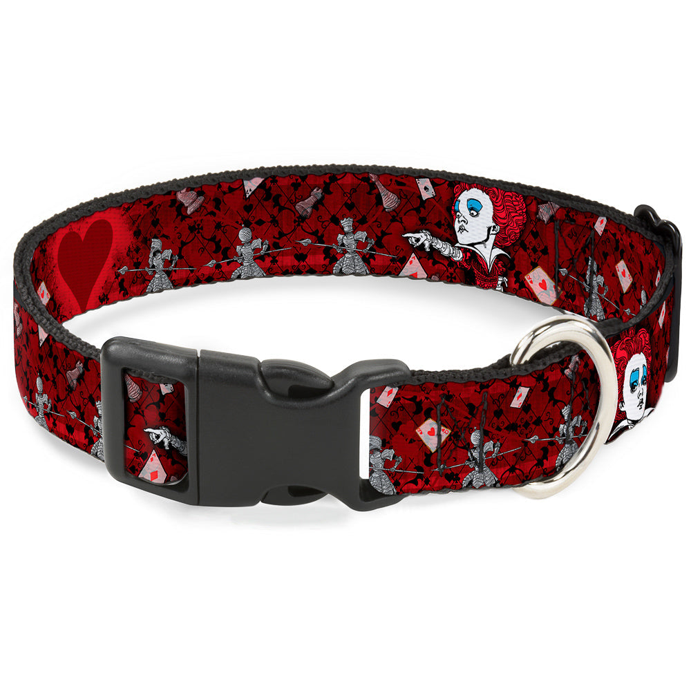 Plastic Clip Collar - Queen of Hearts Poses/Hearts/Cards Reds/Black