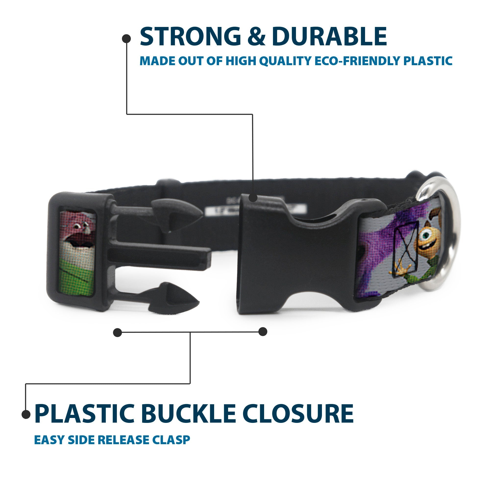Plastic Clip Collar - Monsters University Character Lineup Gray