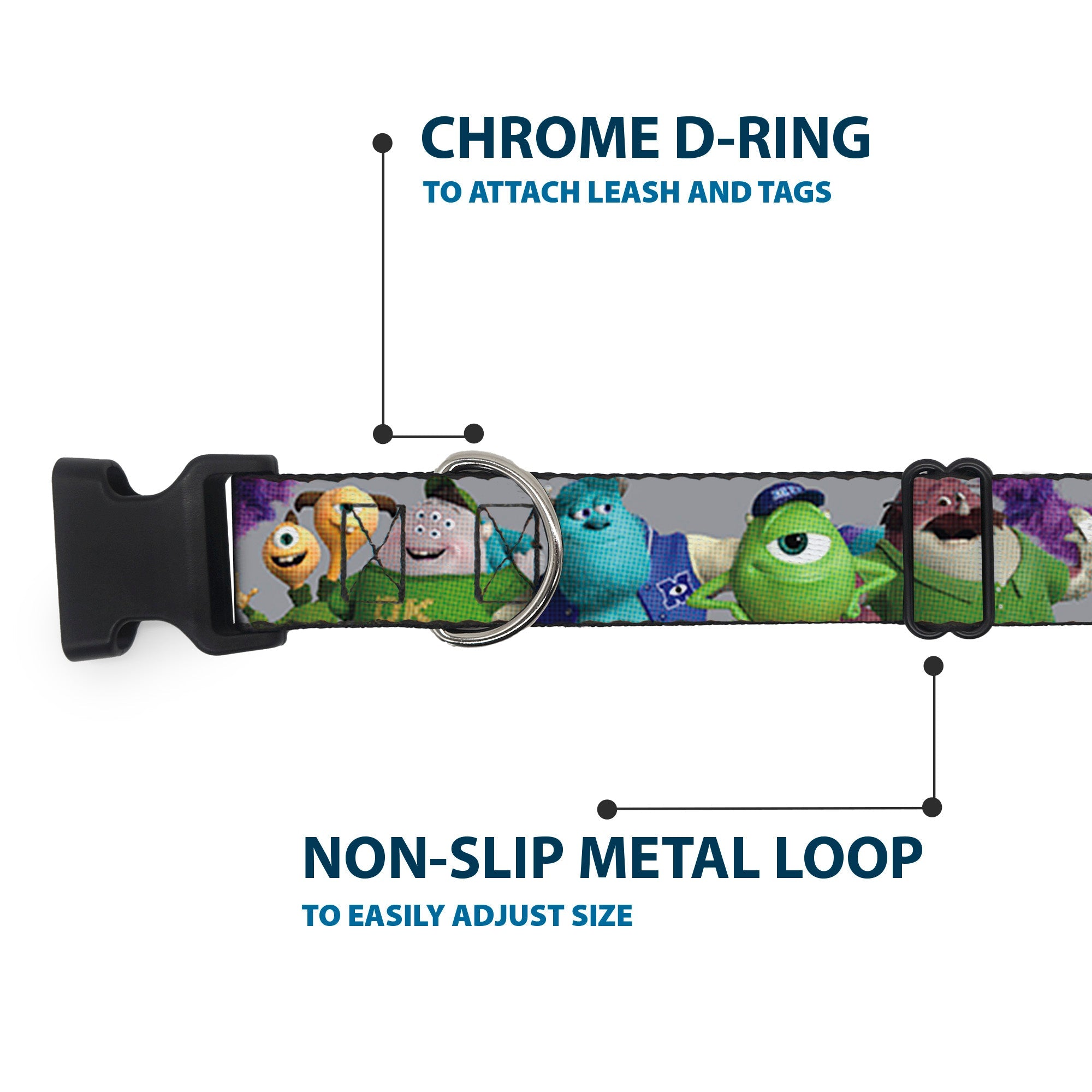 Plastic Clip Collar - Monsters University Character Lineup Gray