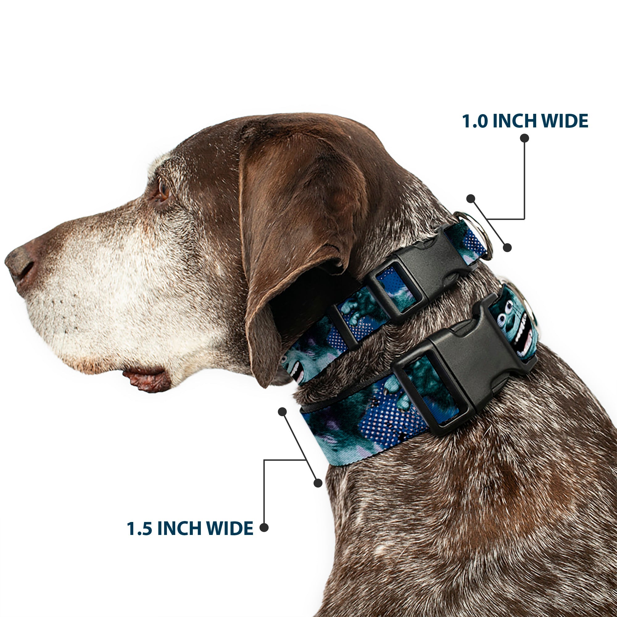 Plastic Clip Collar - Sulley Scare Pose/Dots Blues/White