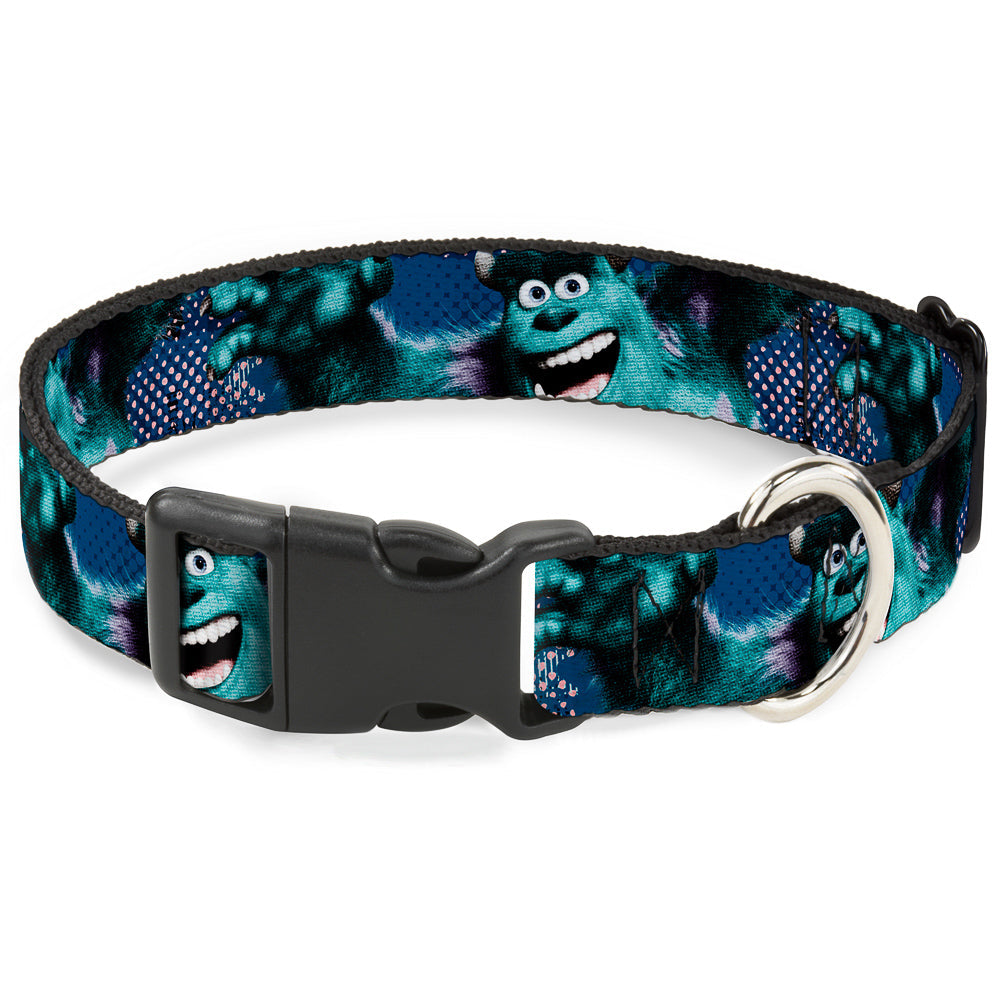 Plastic Clip Collar - Sulley Scare Pose/Dots Blues/White