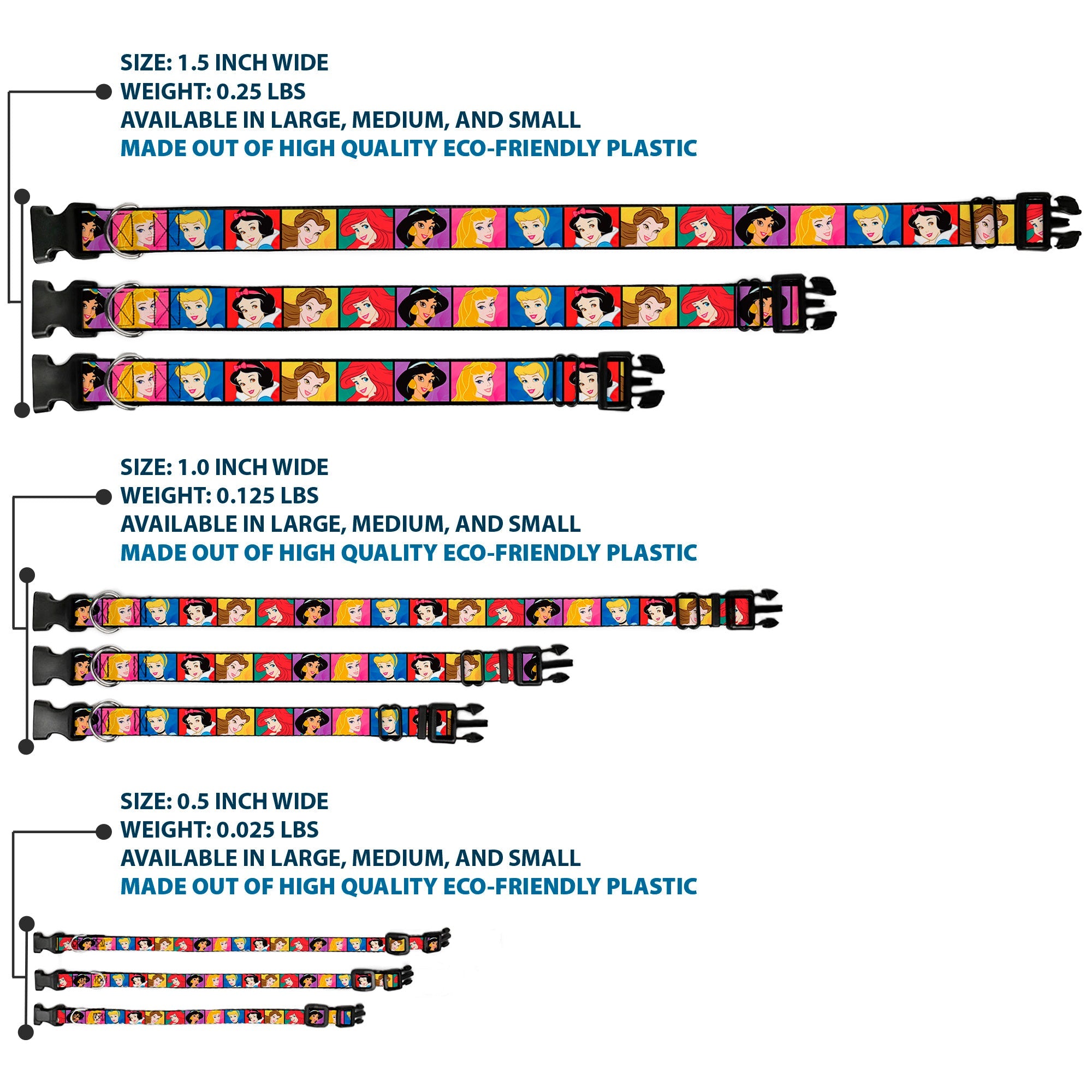 Plastic Clip Collar - Disney Princess Blocks
