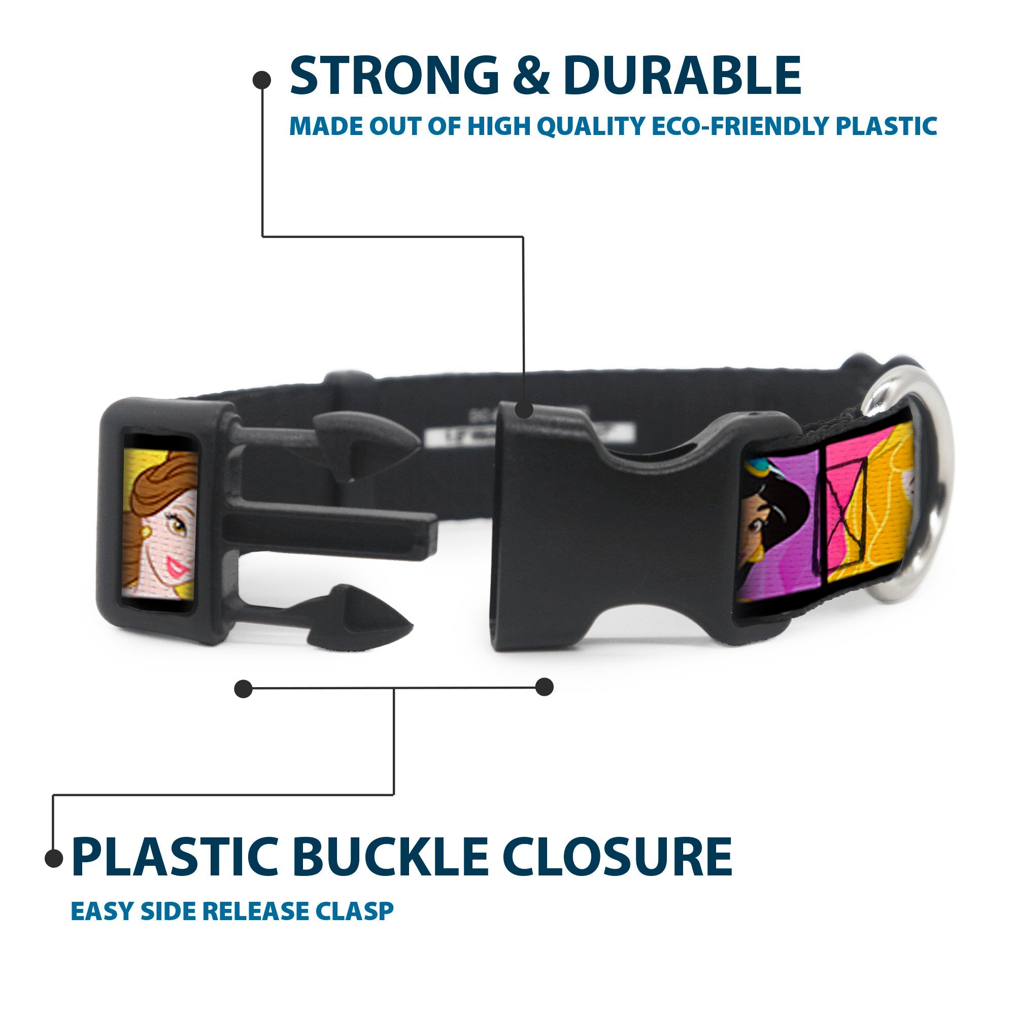 Plastic Clip Collar - Disney Princess Blocks