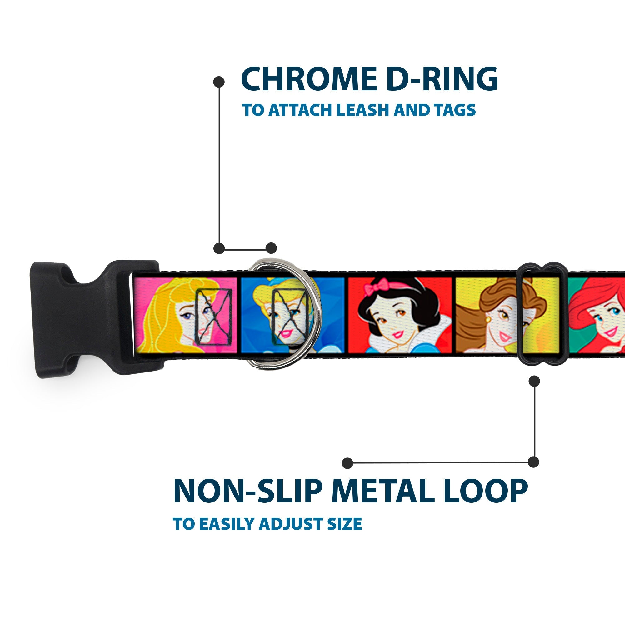 Plastic Clip Collar - Disney Princess Blocks