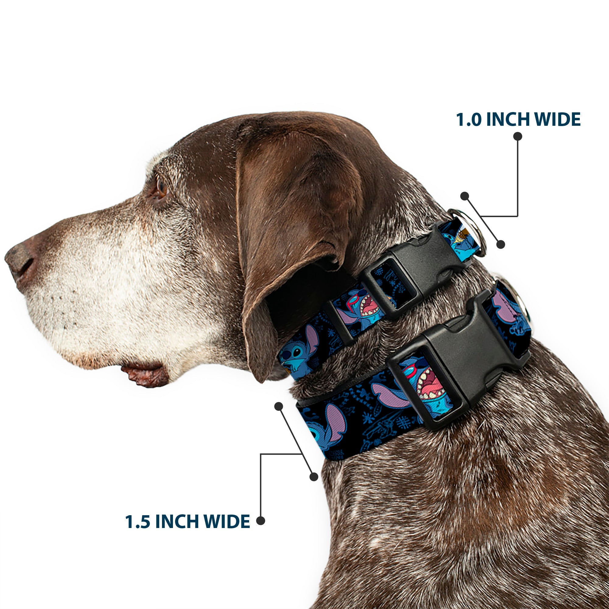 Plastic Clip Collar - Stitch Snacking Poses Black/Blue