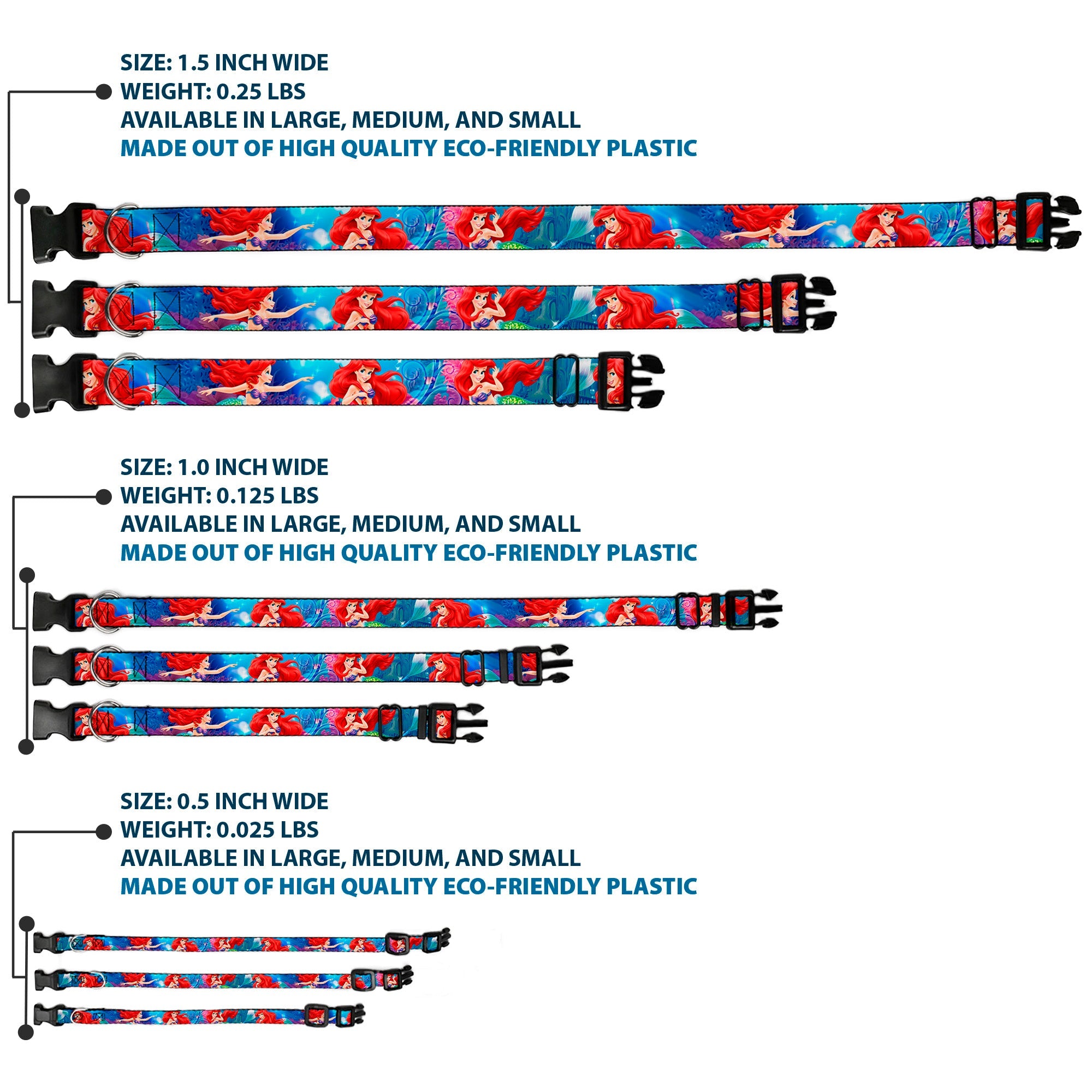 Plastic Clip Collar - Ariel Vivid Underwater Sparkle Poses/Castle