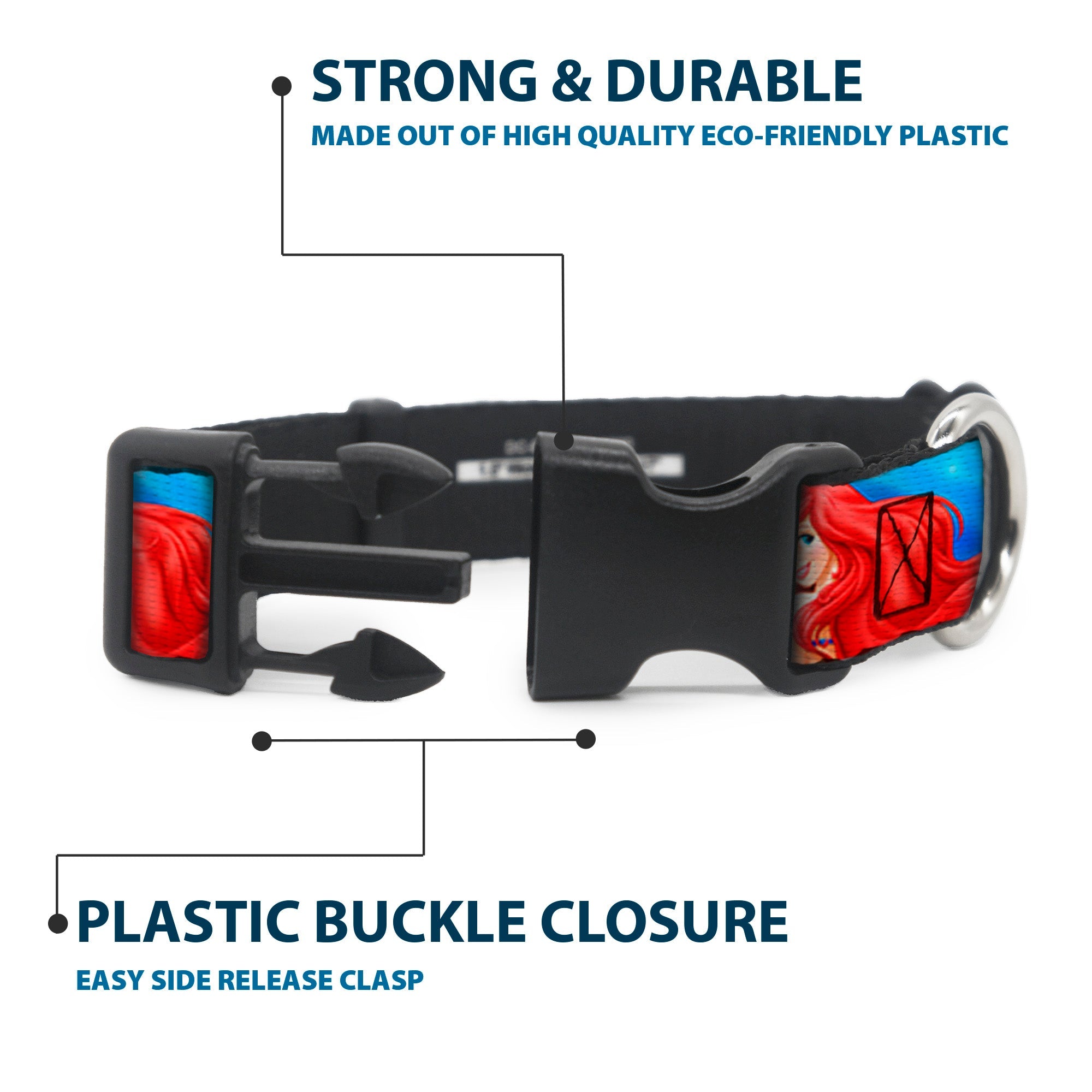 Plastic Clip Collar - Ariel Vivid Underwater Sparkle Poses/Castle