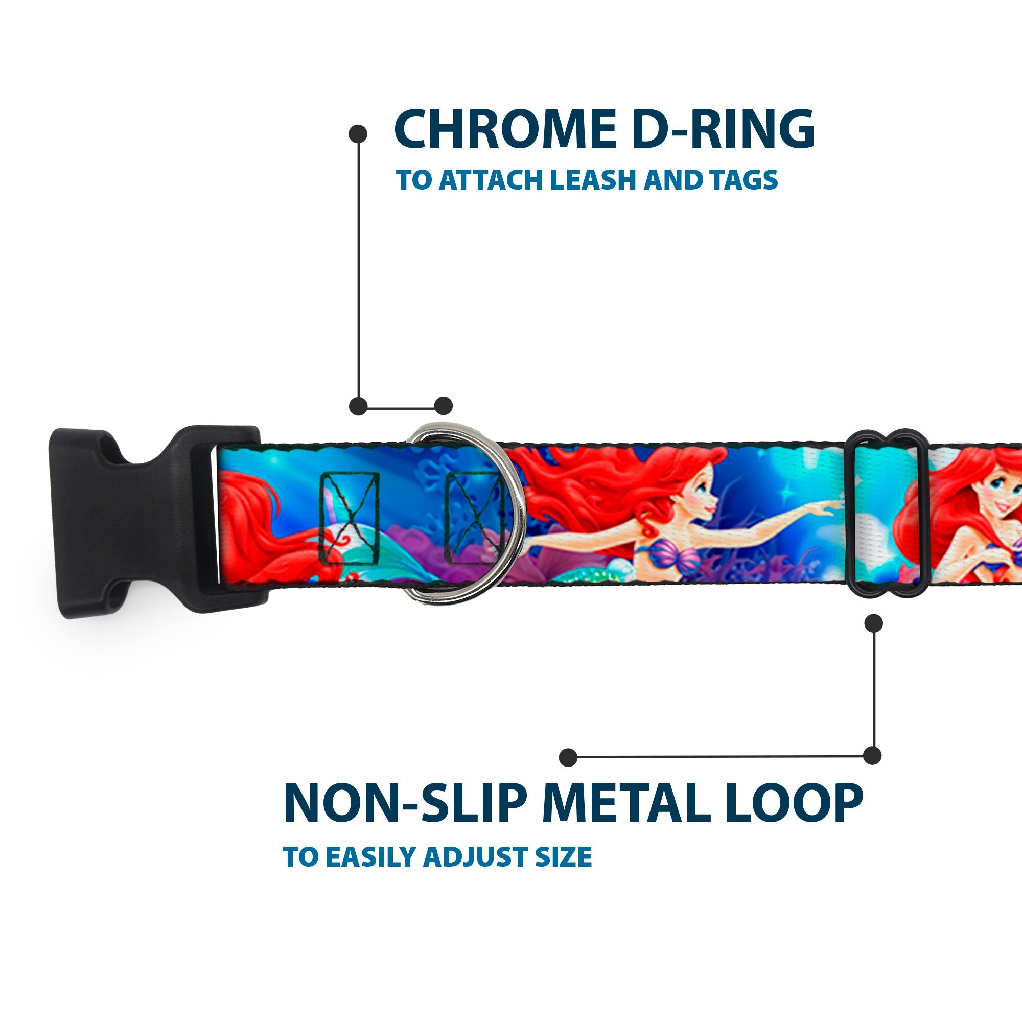 Plastic Clip Collar - Ariel Vivid Underwater Sparkle Poses/Castle