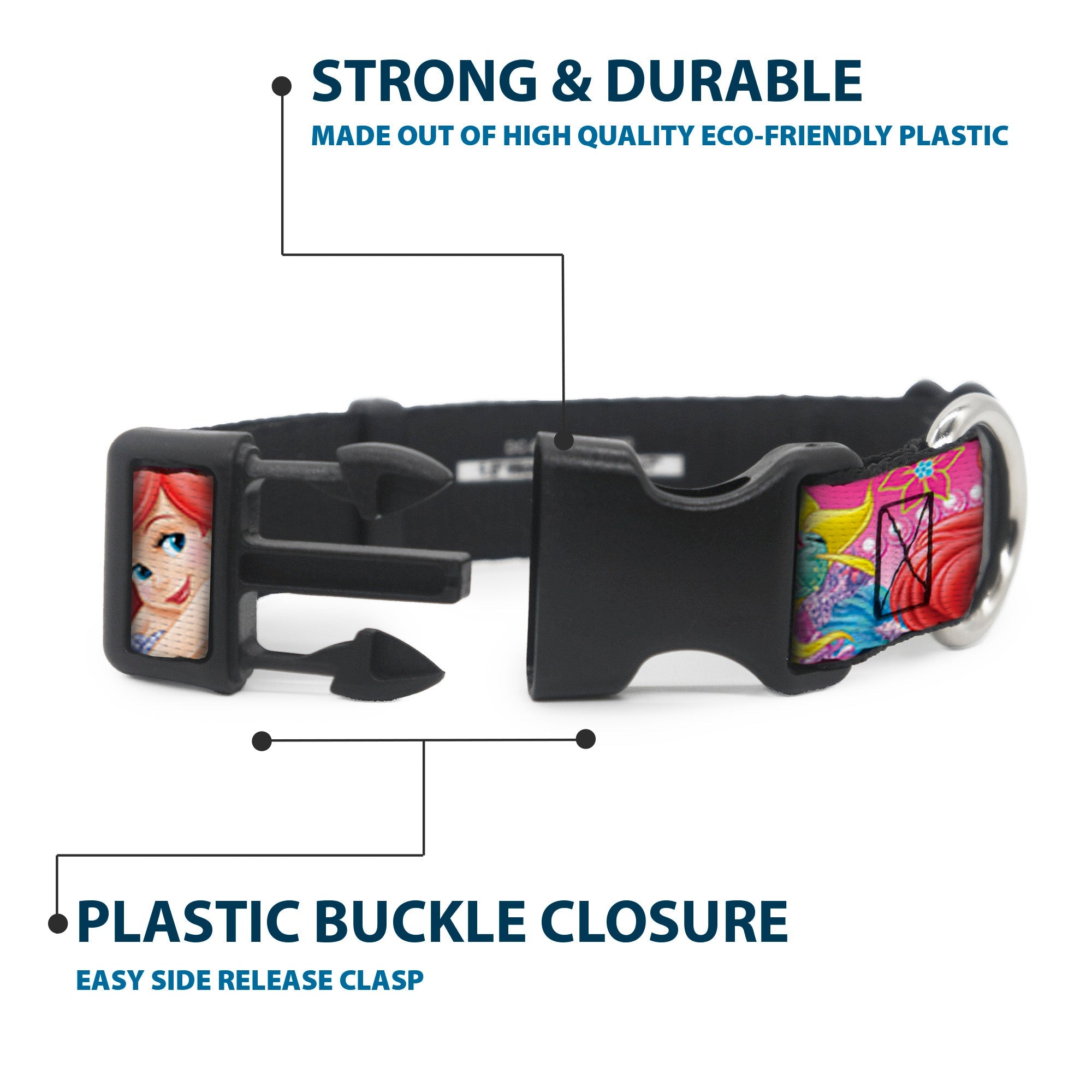 Plastic Clip Collar - Ariel/Flounder/Fish Trio Poses Pinks