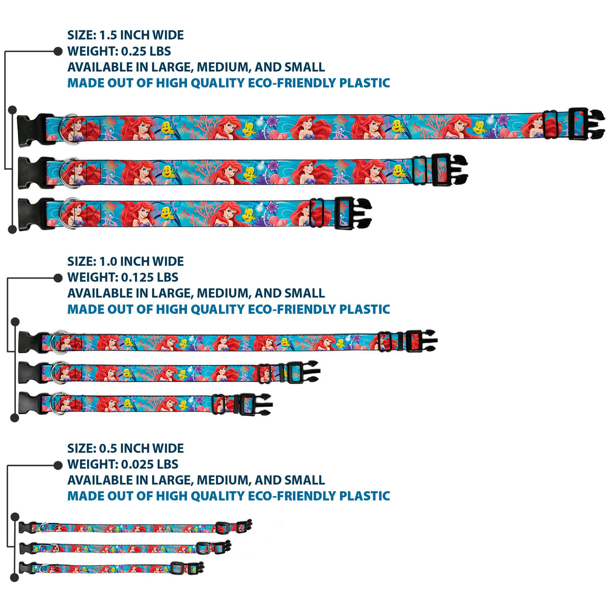 Plastic Clip Collar - Ariel & Flounder Vivid Underwater Poses