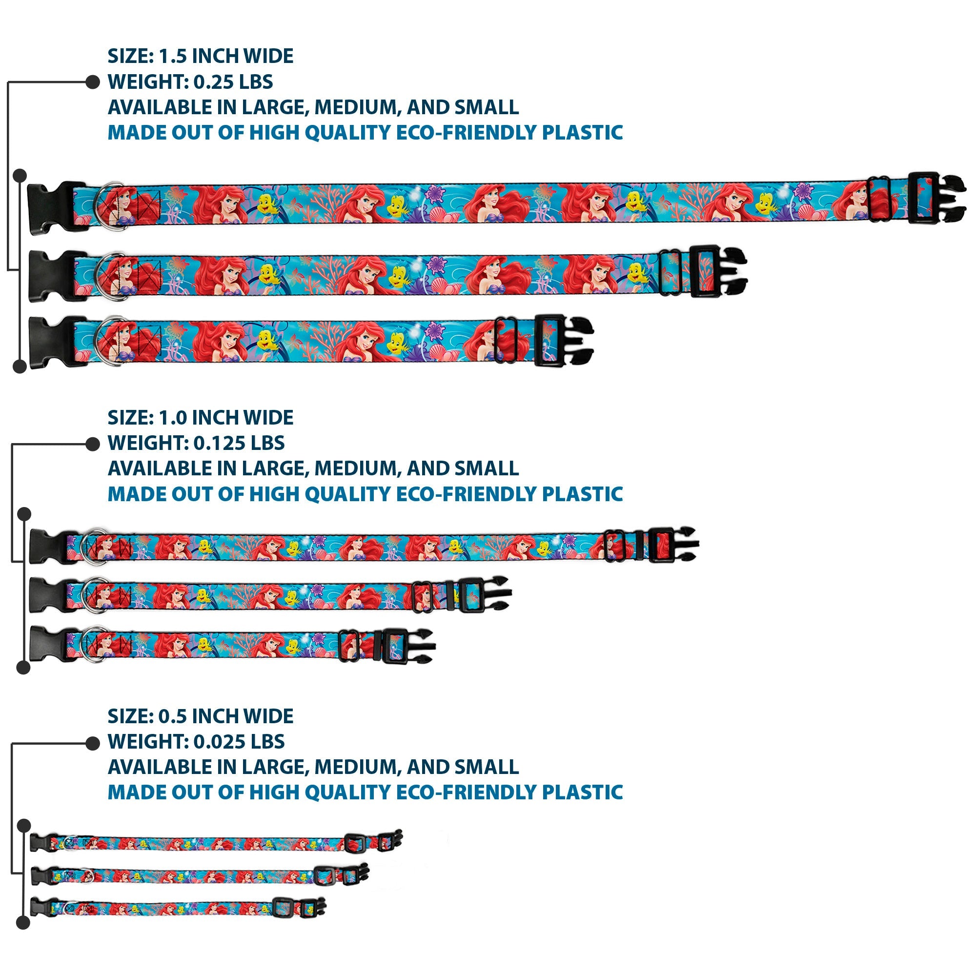 Plastic Clip Collar - Ariel & Flounder Vivid Underwater Poses