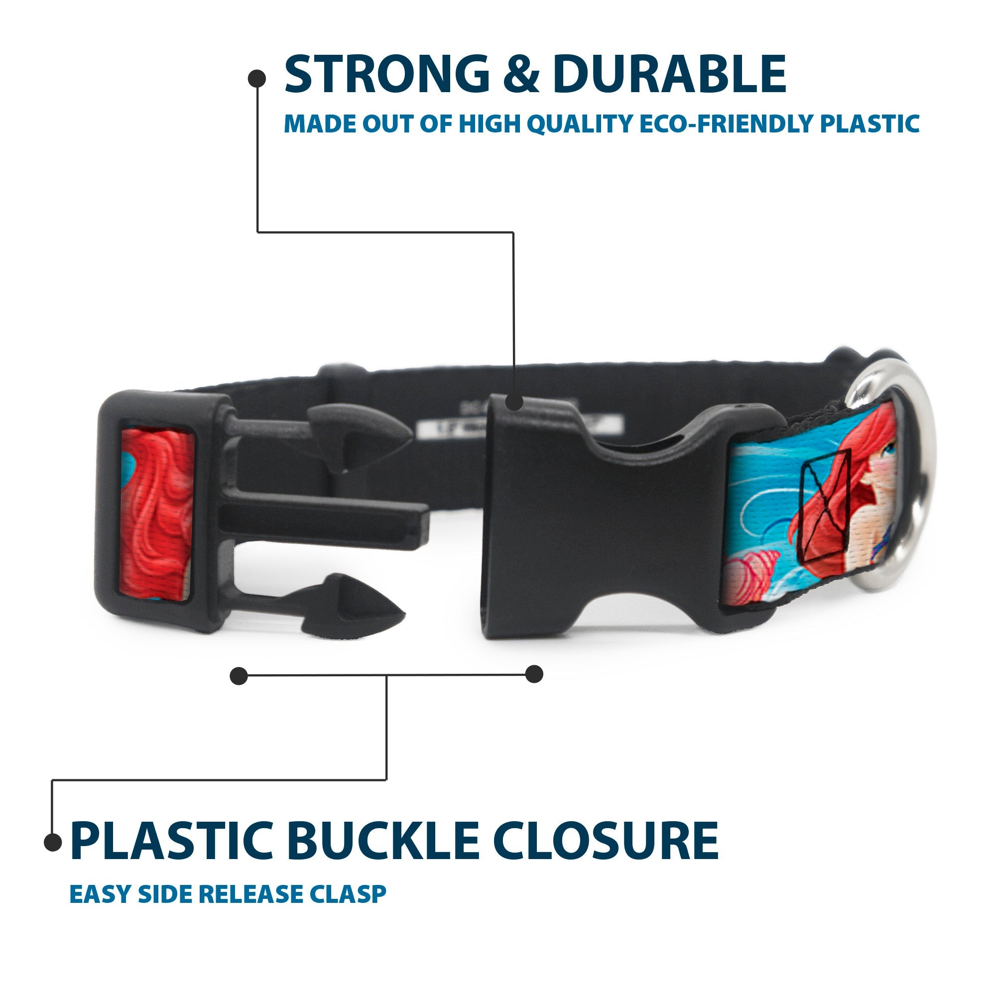 Plastic Clip Collar - Ariel & Flounder Vivid Underwater Poses