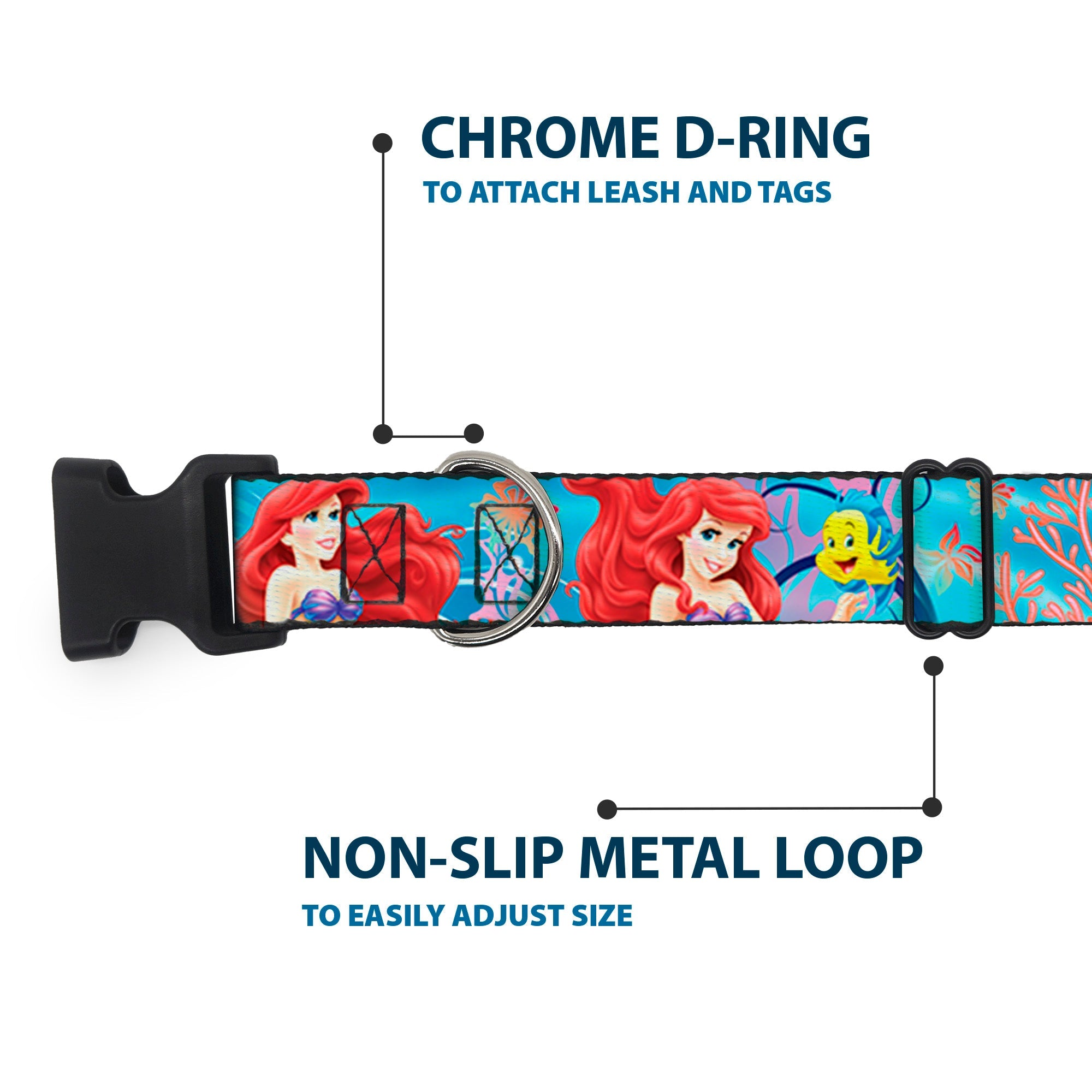 Plastic Clip Collar - Ariel & Flounder Vivid Underwater Poses