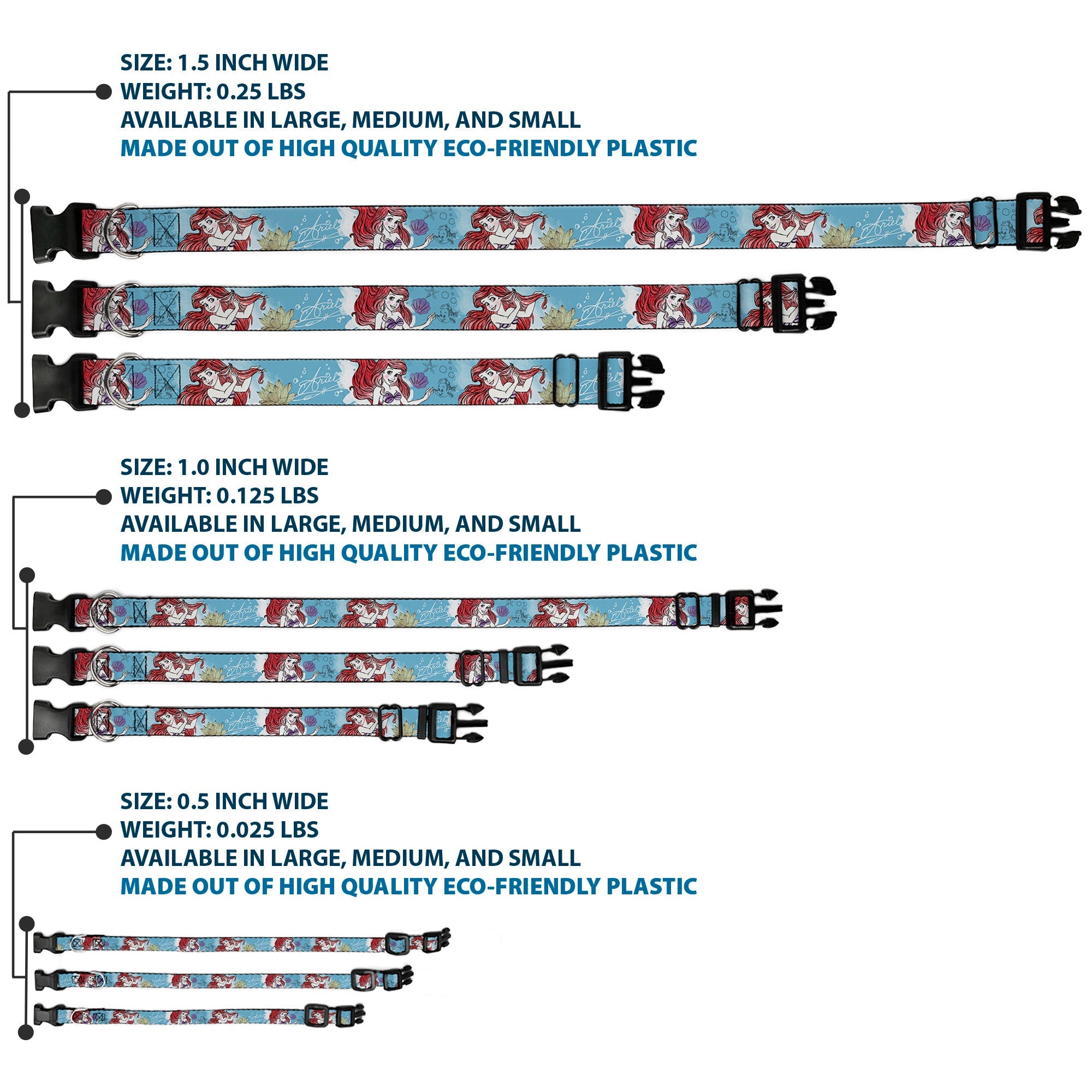 Plastic Clip Collar - ARIEL Sketch Poses Blues/Lavender
