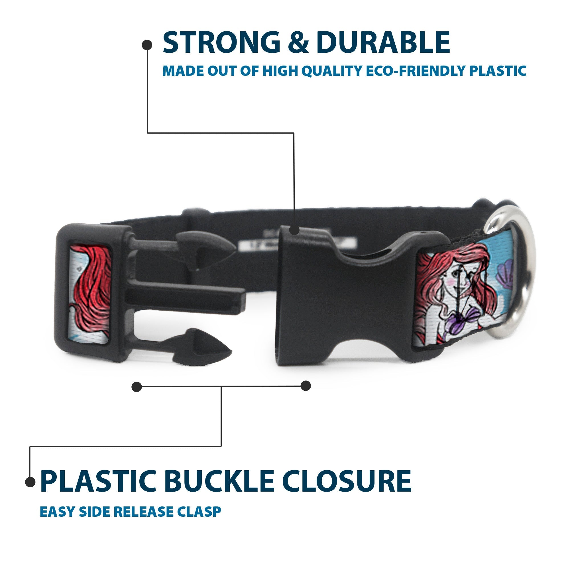 Plastic Clip Collar - ARIEL Sketch Poses Blues/Lavender