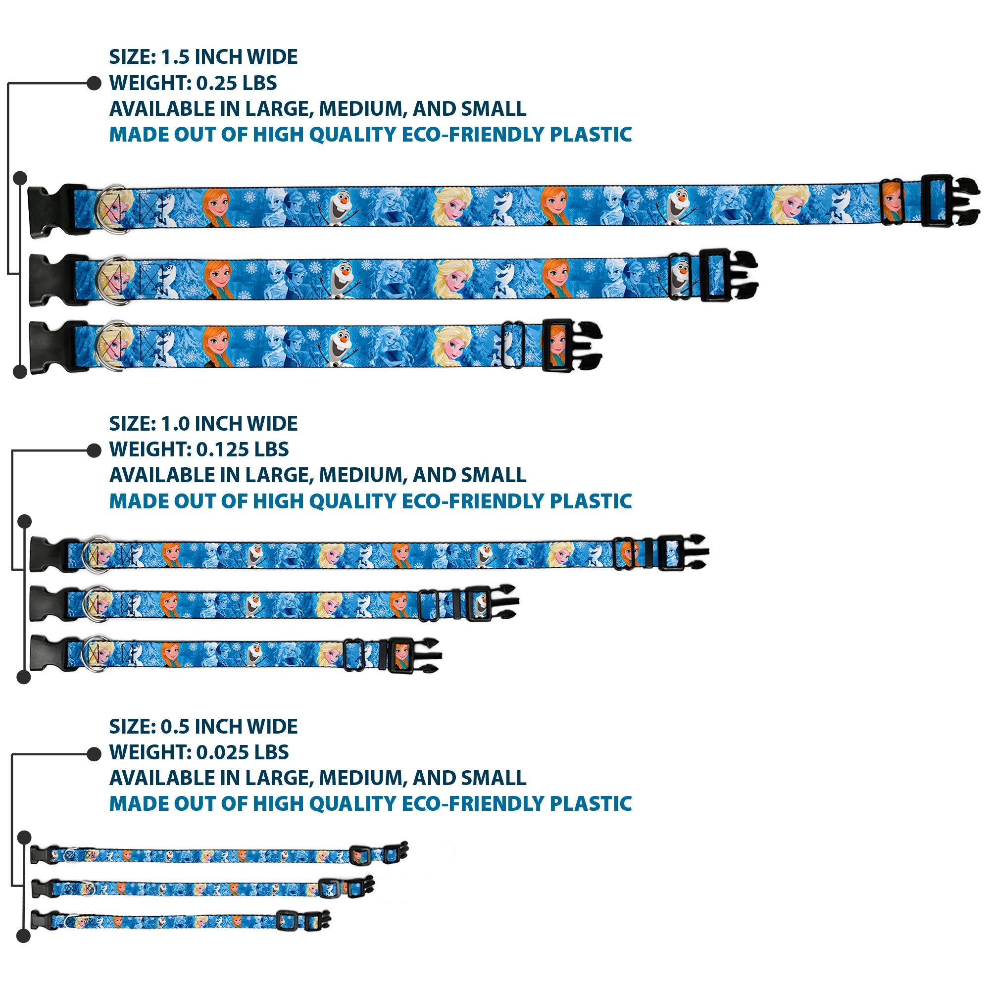 Plastic Clip Collar - Frozen Character Poses Blues