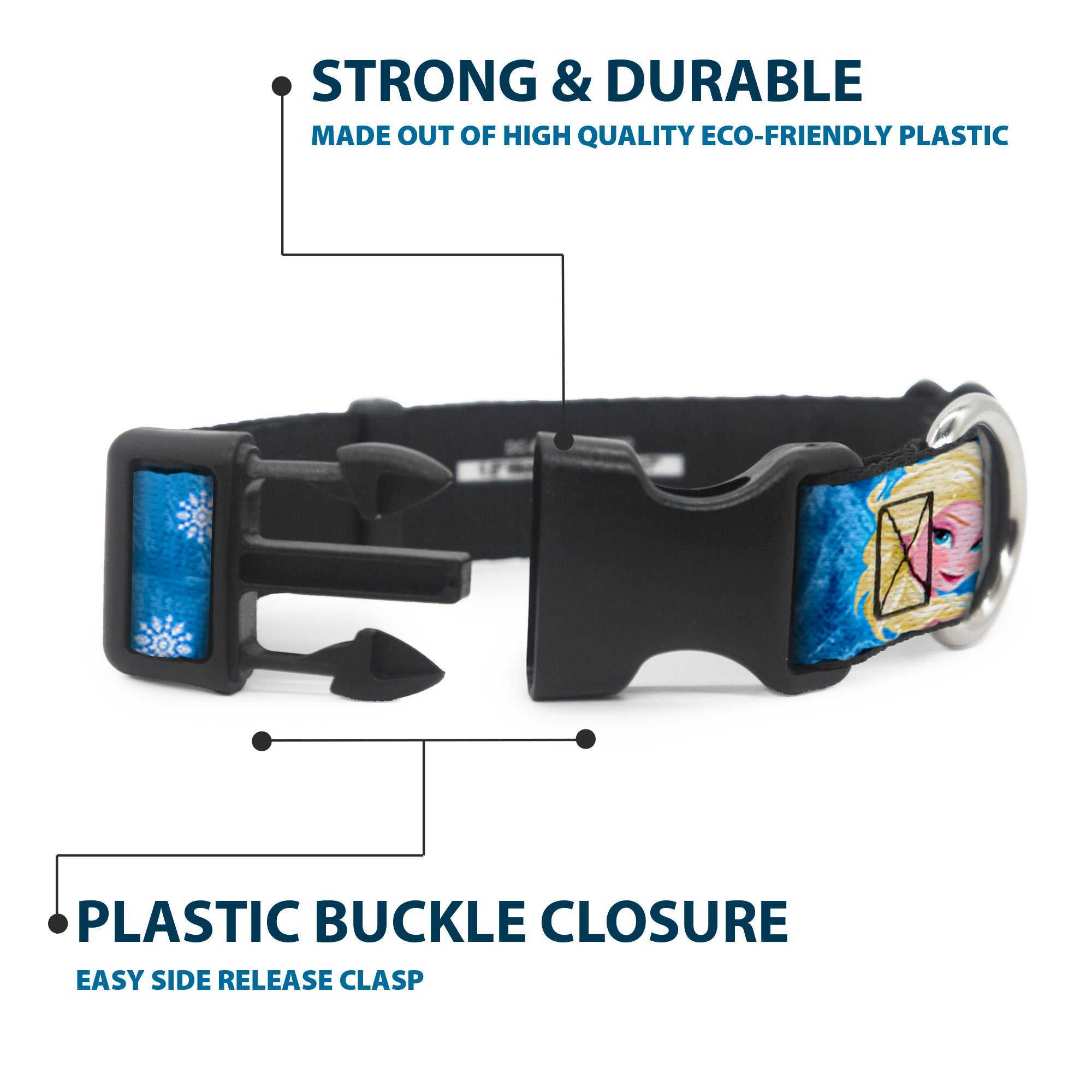 Plastic Clip Collar - Frozen Character Poses Blues