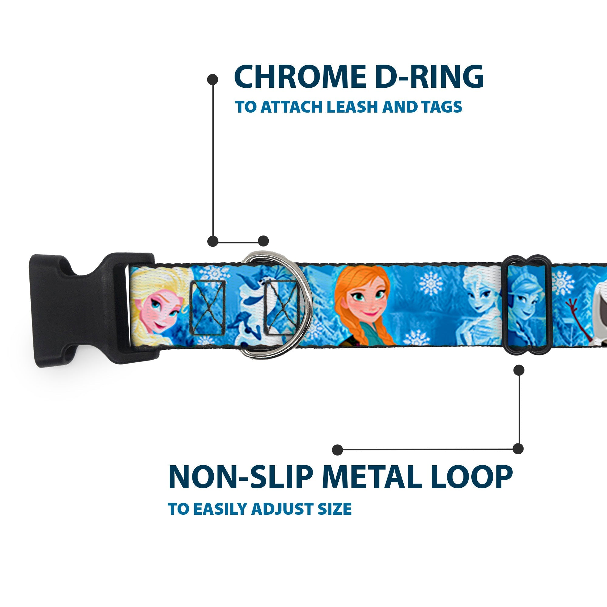 Plastic Clip Collar - Frozen Character Poses Blues