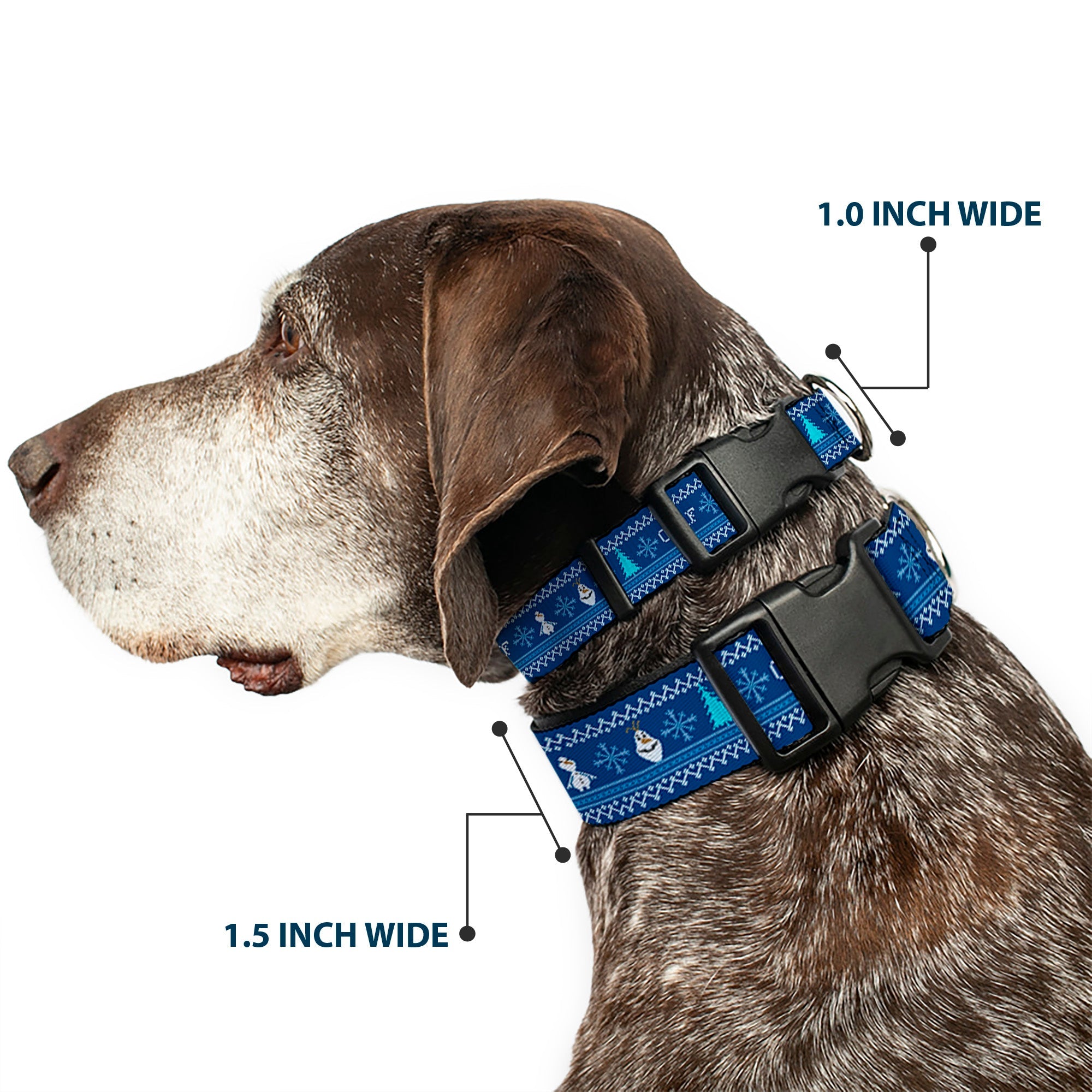 Plastic Clip Collar - Olaf/Snowflakes Stitch Blues/White