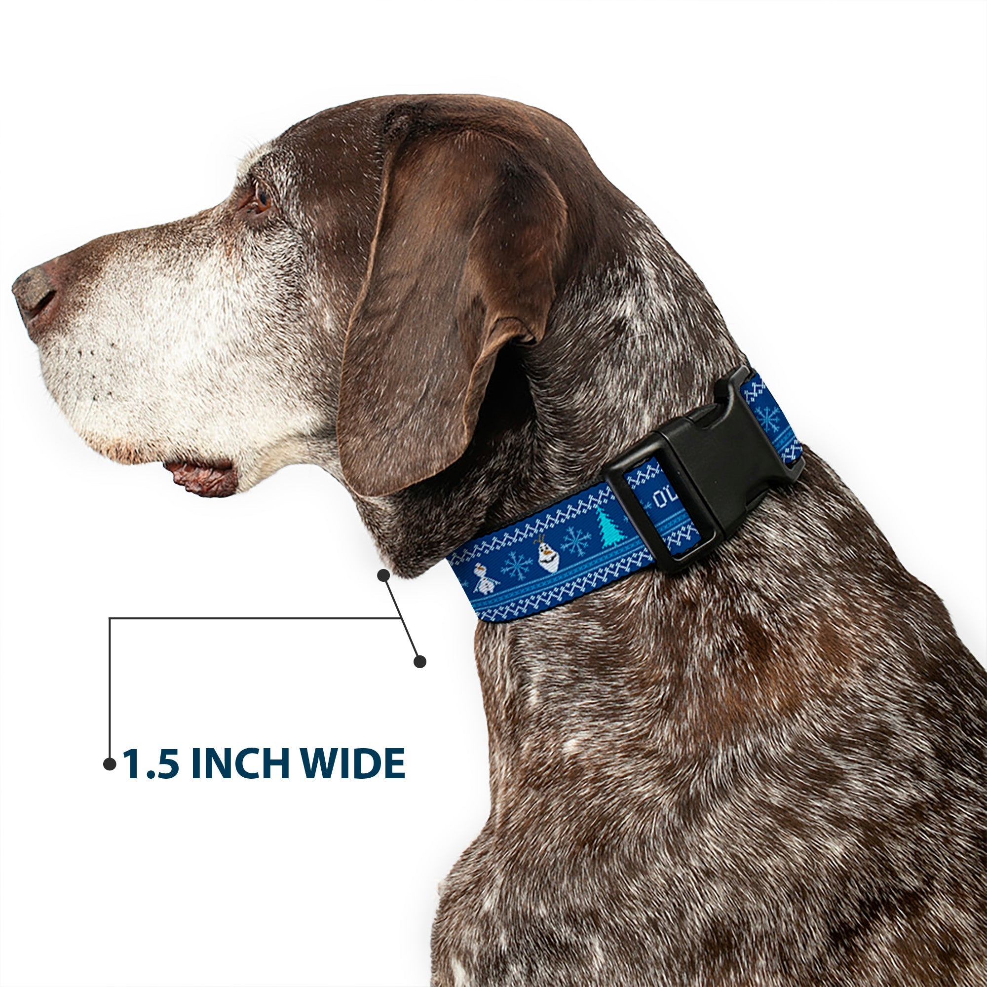 Plastic Clip Collar - Olaf/Snowflakes Stitch Blues/White