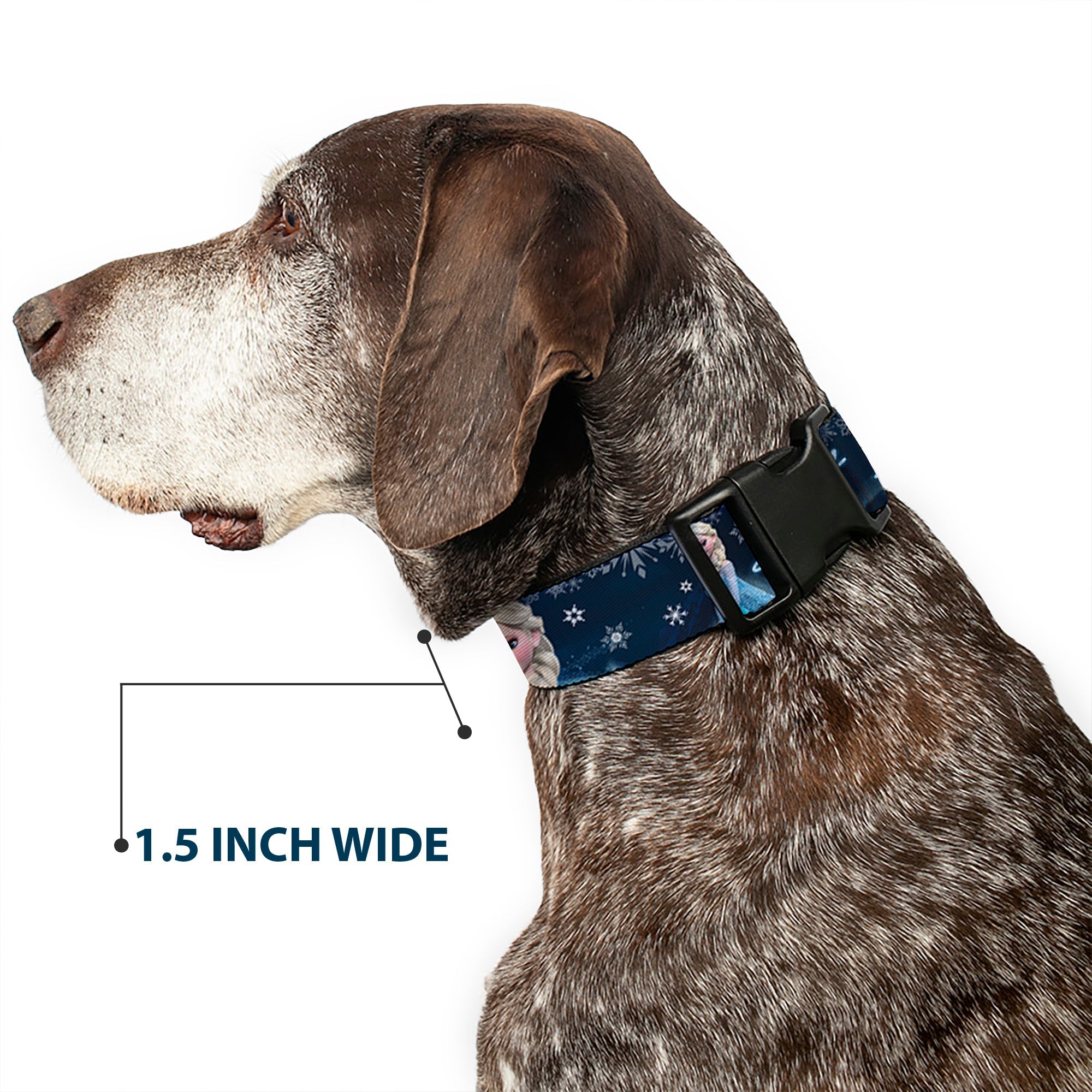 Plastic Clip Collar - Elsa the Snow Queen Poses/Snowflakes LET IT GO Blues/White