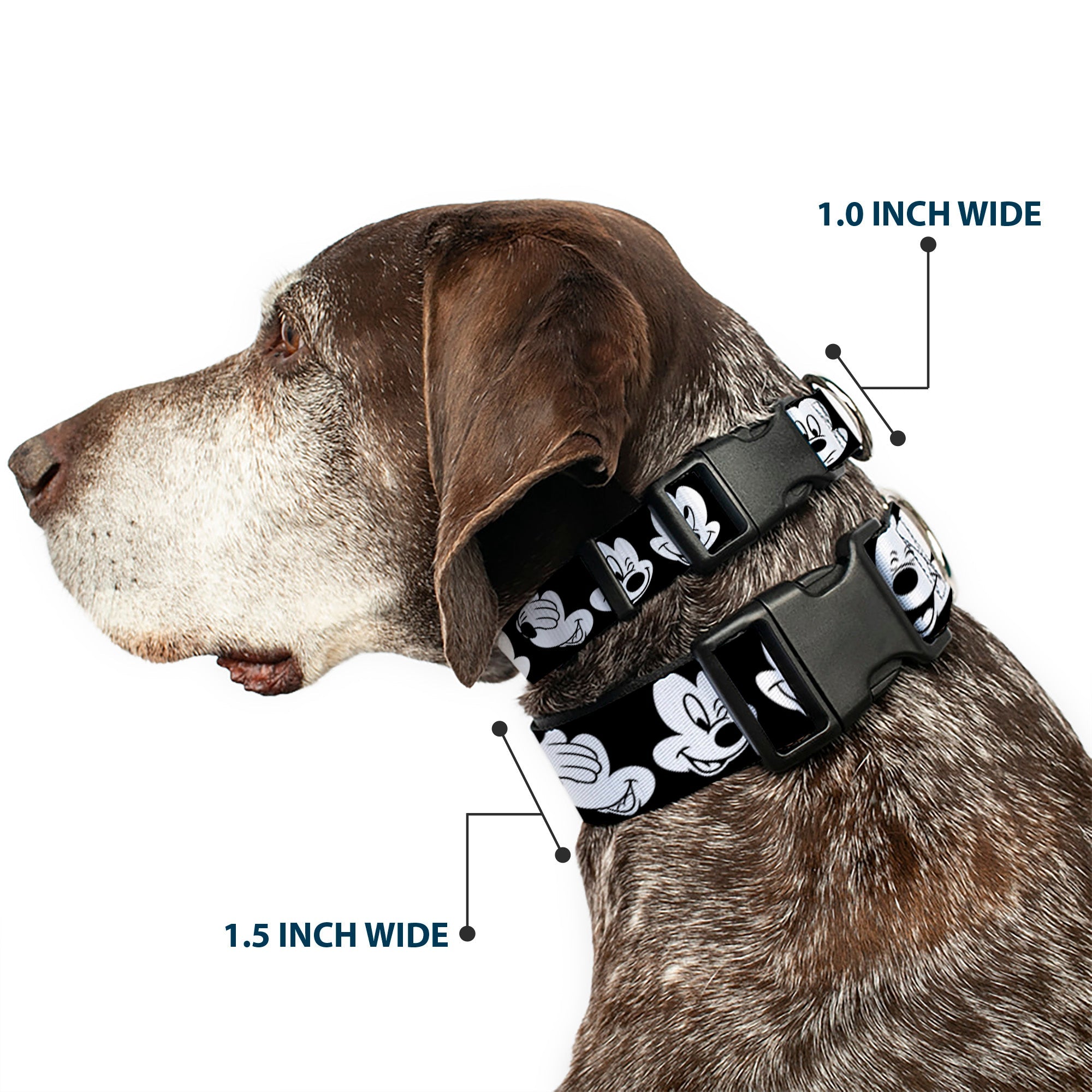 Plastic Clip Collar - Mickey Mouse Expressions CLOSE-UP Black/White