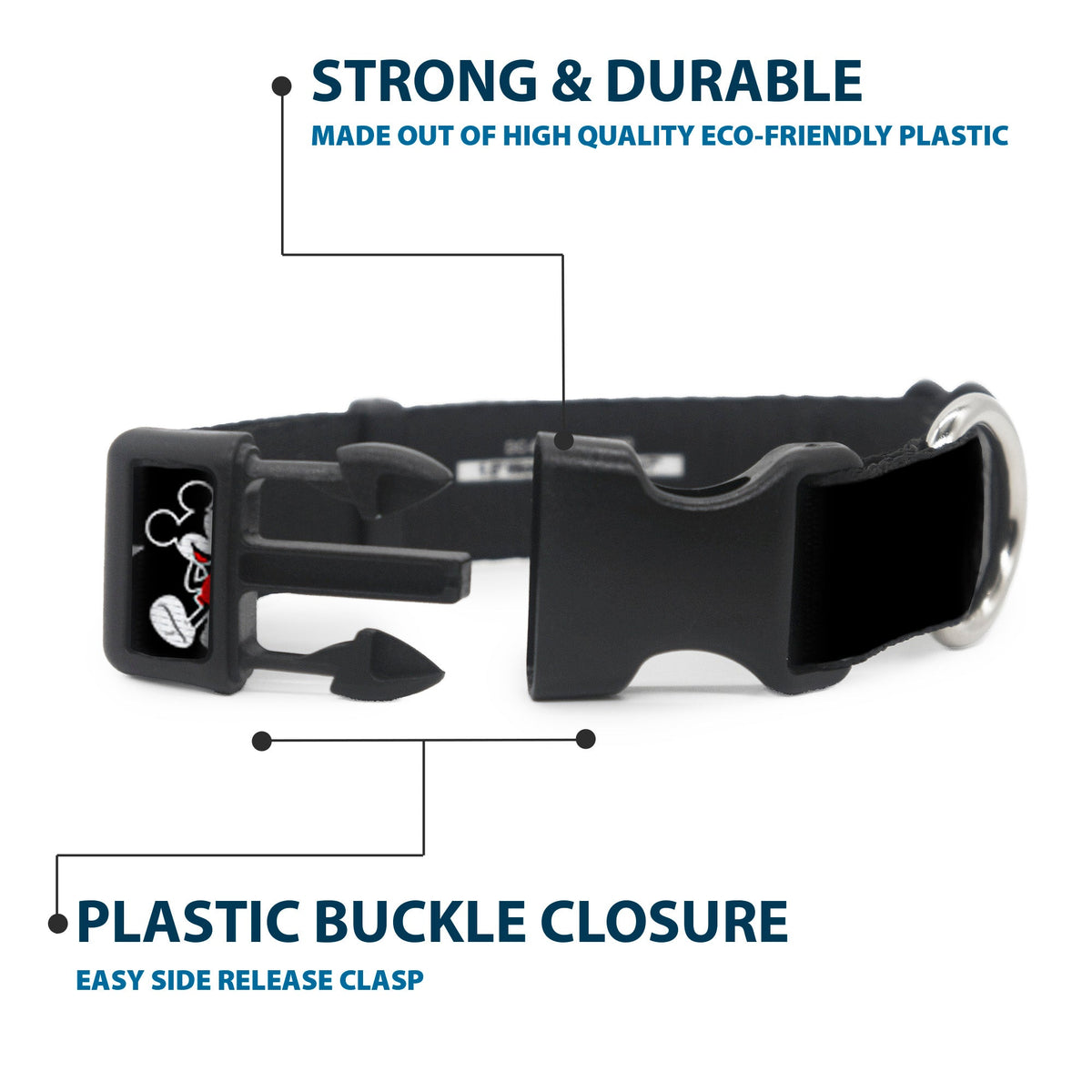 Plastic Clip Collar - Classic Mickey Mouse 1928 Collage Black/White/Red