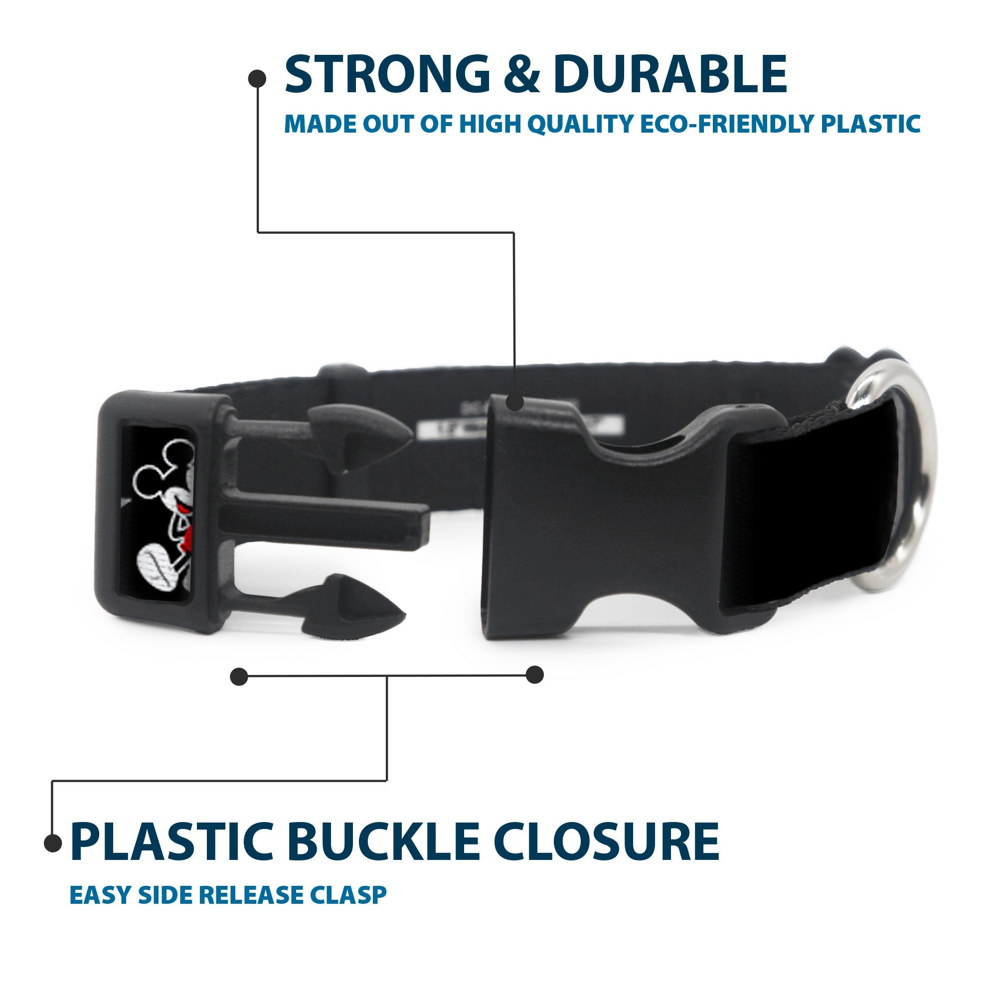 Plastic Clip Collar - Classic Mickey Mouse 1928 Collage Black/White/Red