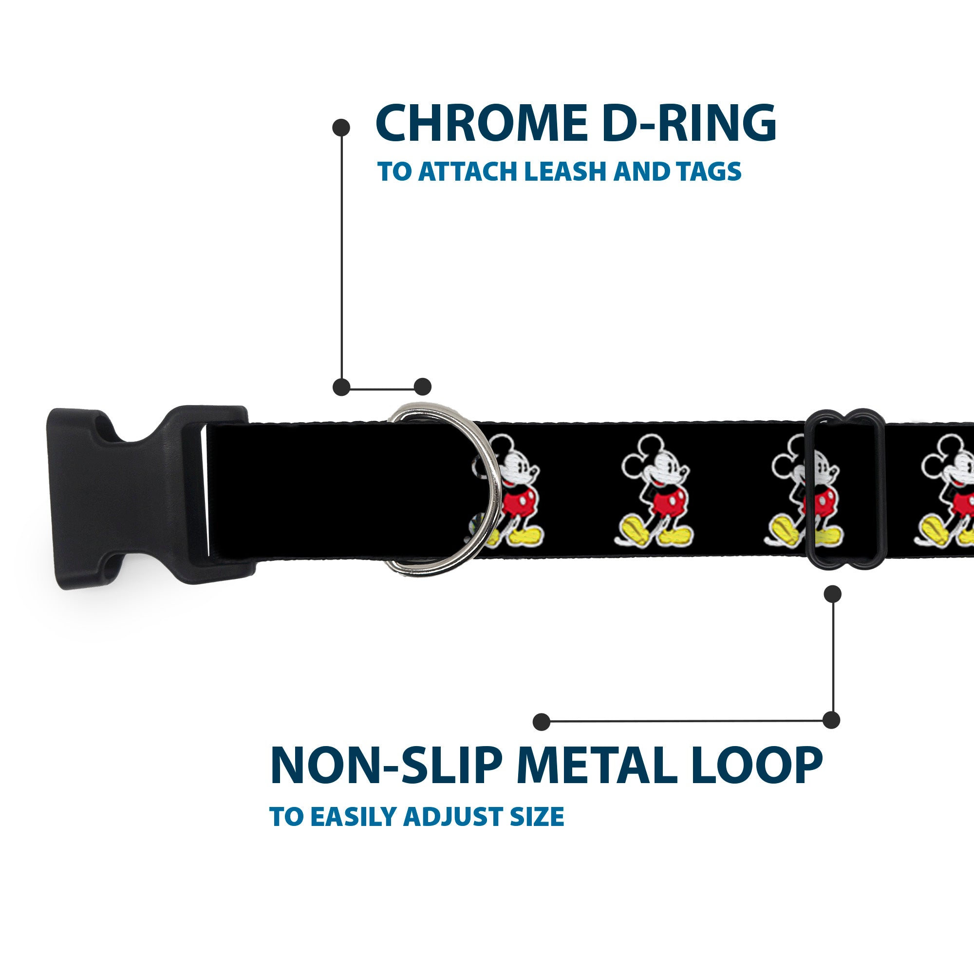 Plastic Clip Collar - Classic Mickey Mouse Pose Black