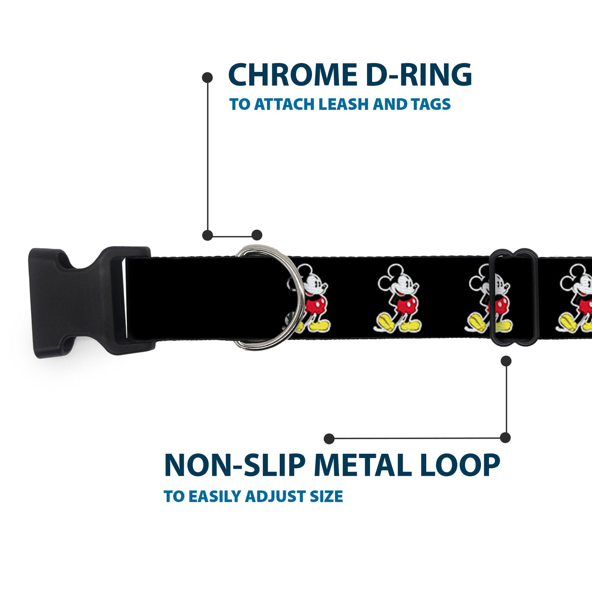 Plastic Clip Collar - Classic Mickey Mouse Pose Black