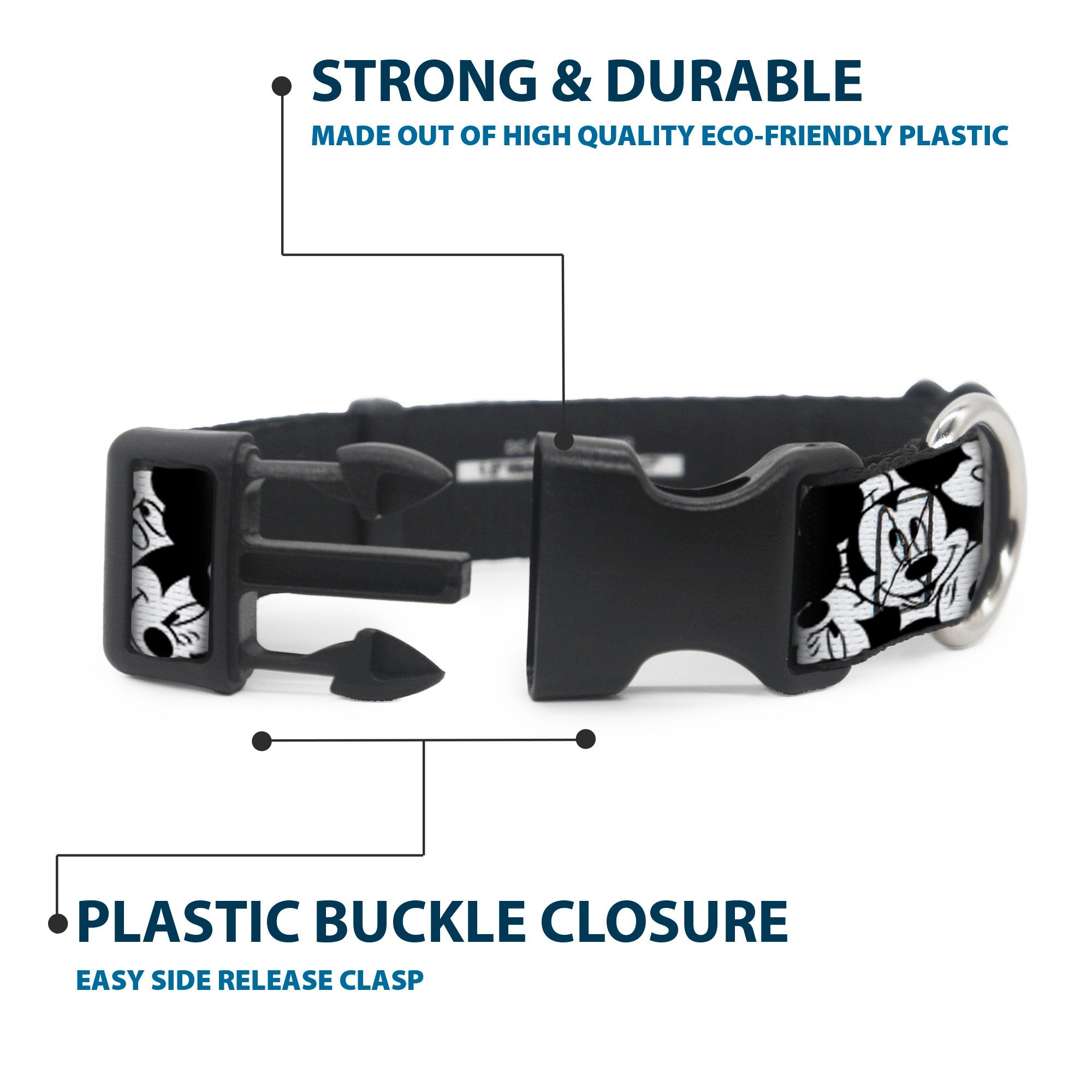 Plastic Clip Collar - Mickey Mouse Expressions Stacked White/Black