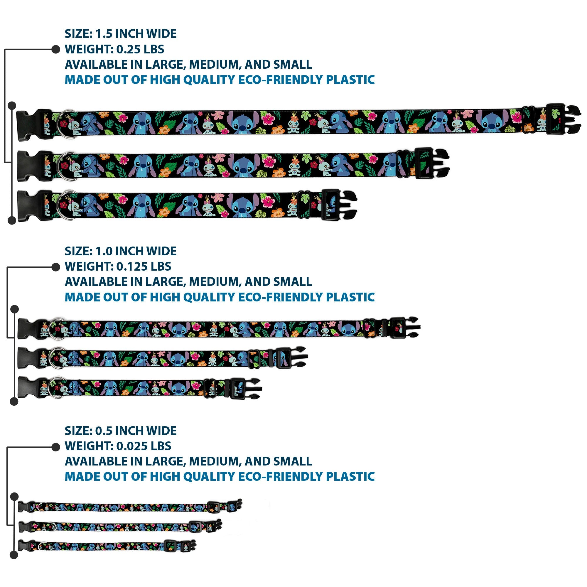 Plastic Clip Collar - Stitch & Scrump Poses/Tropical Flora