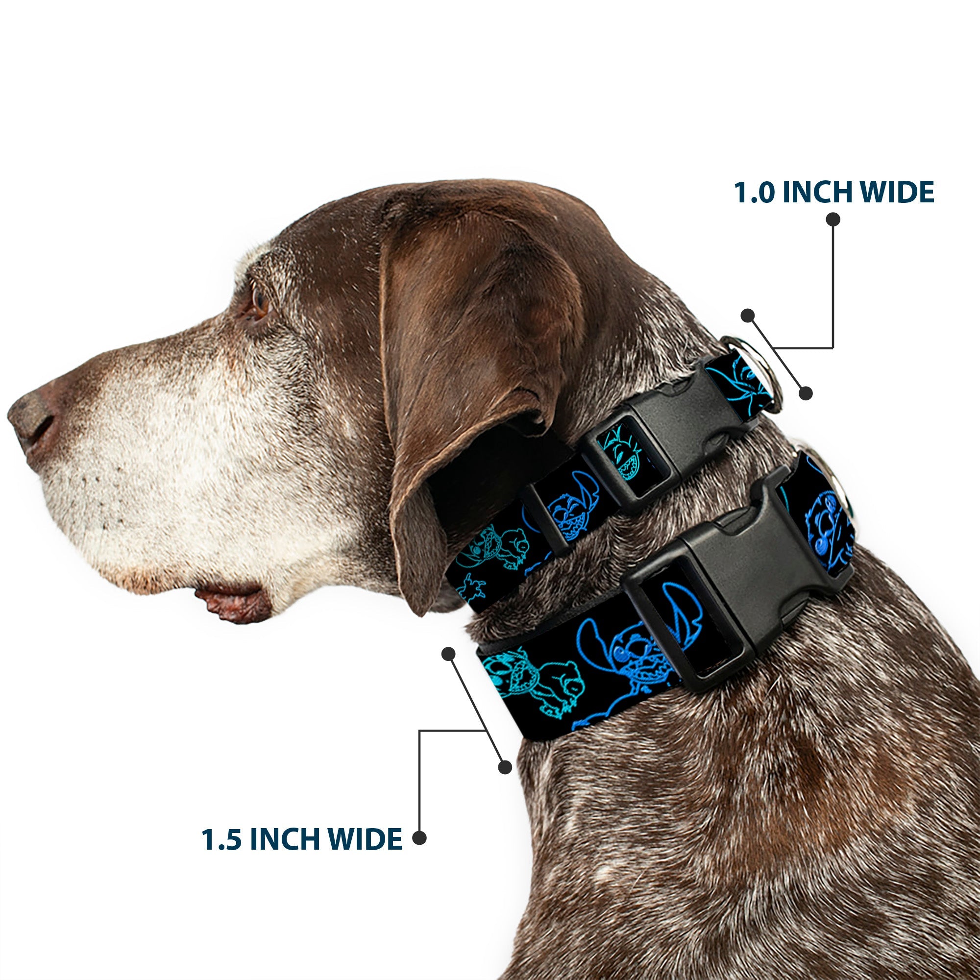Plastic Clip Collar - Electric Stitch Poses Black/Neon Blue