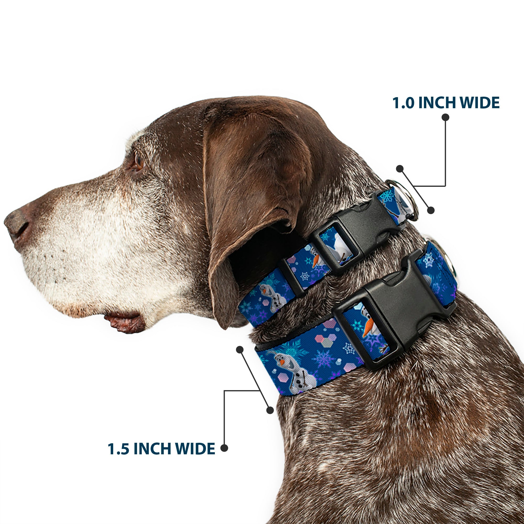 Plastic Clip Collar - Frozen Olaf Poses/Snowflakes Blues