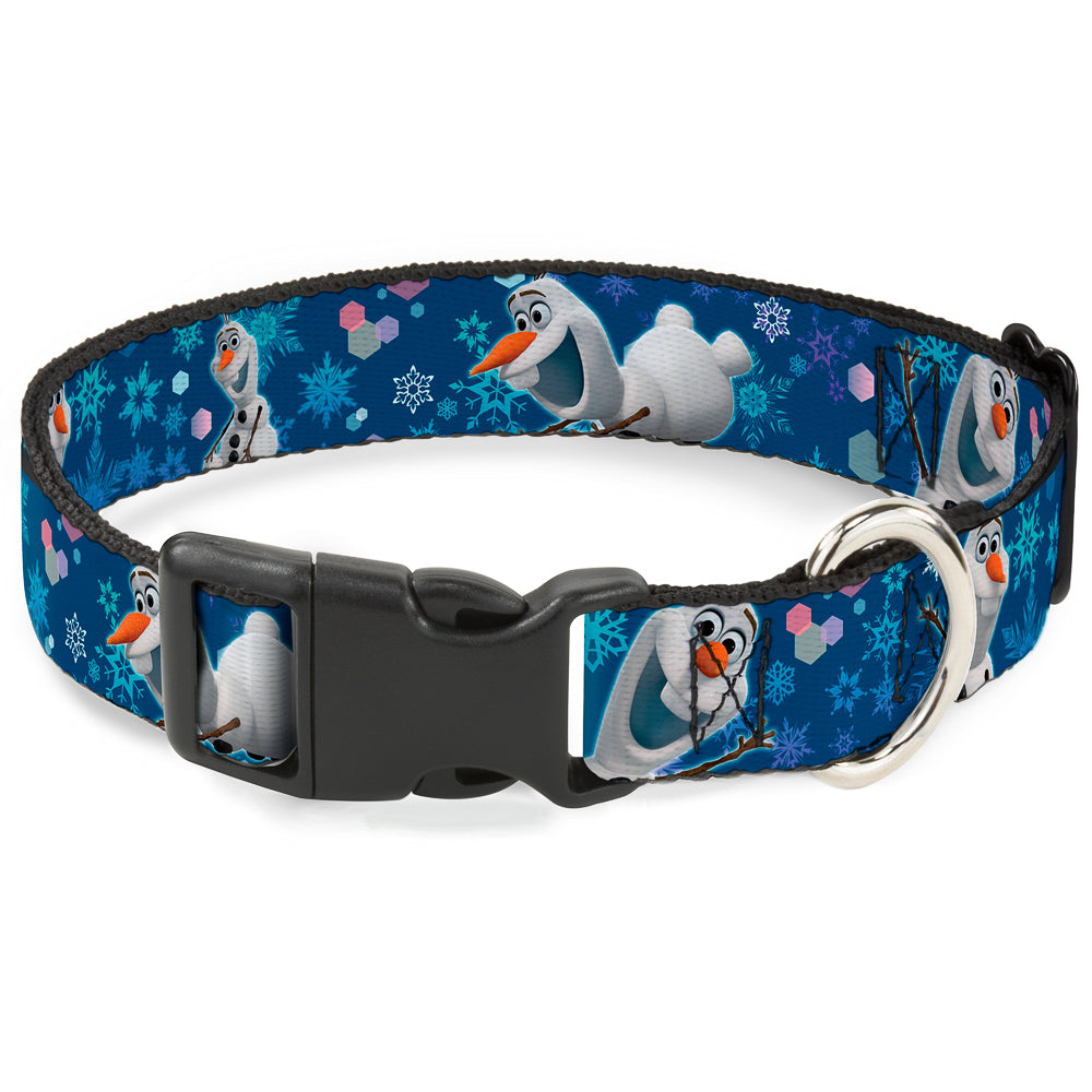 Plastic Clip Collar - Frozen Olaf Poses/Snowflakes Blues