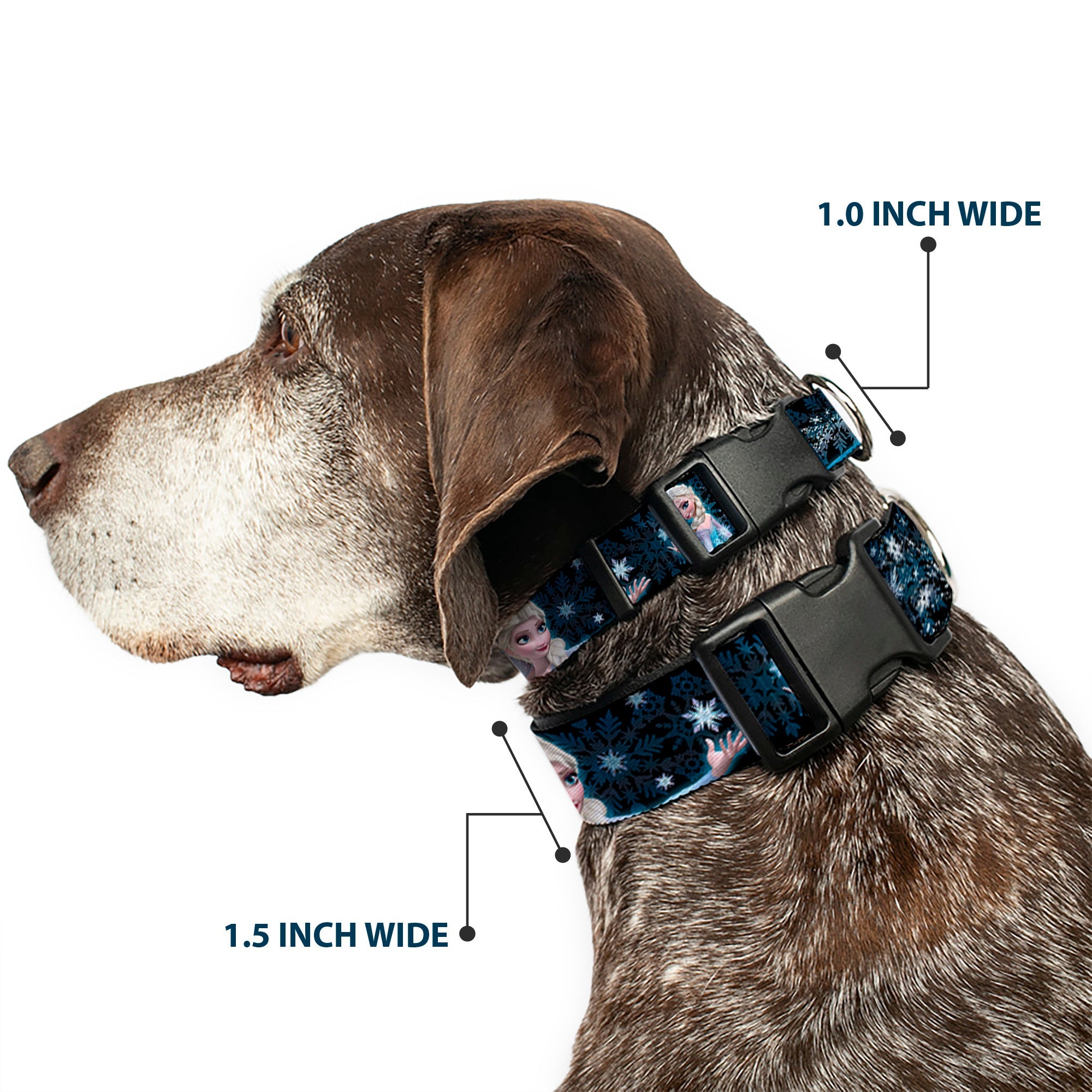 Plastic Clip Collar - Elsa the Snow Queen Poses PERFECT AND POWERFUL Blues/White