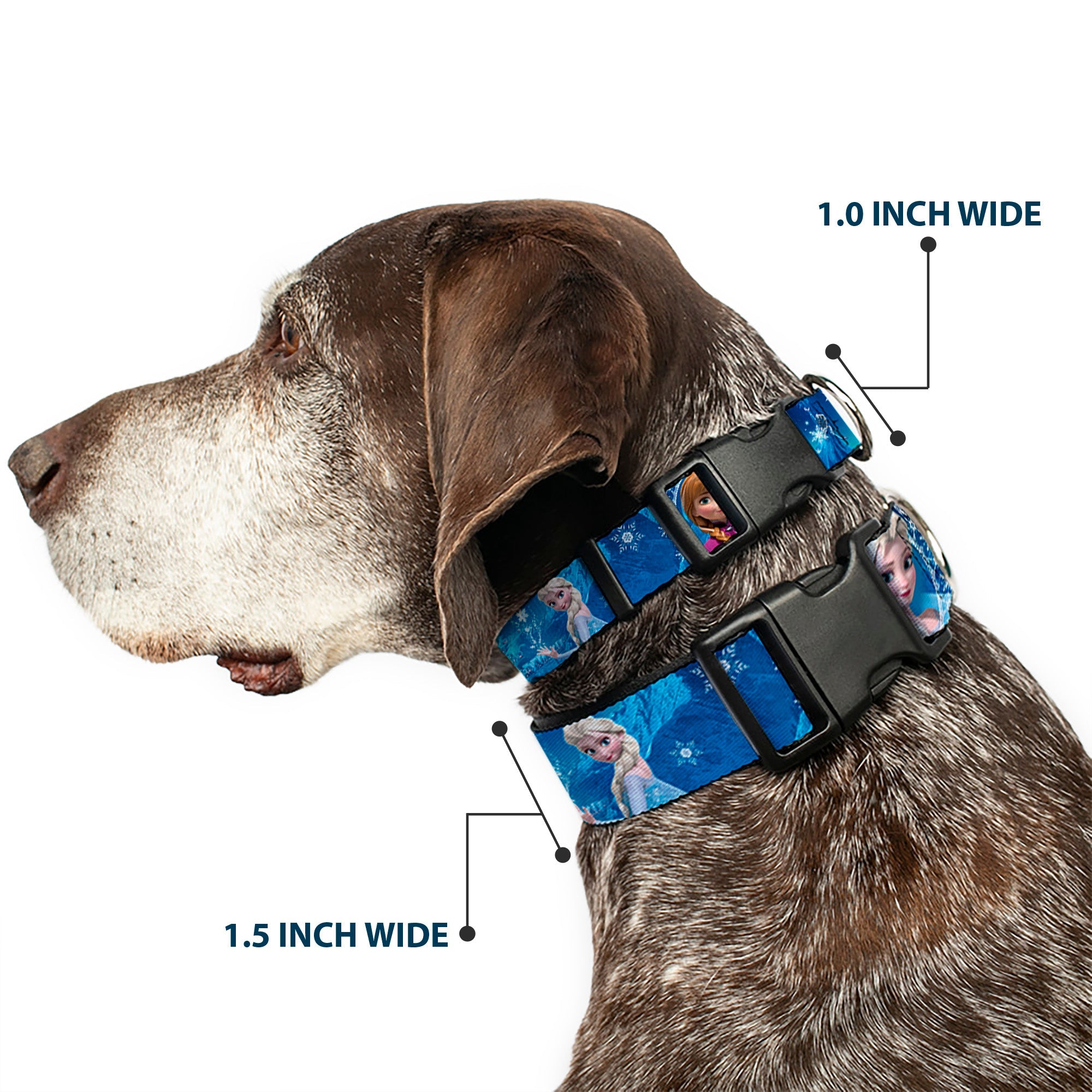 Plastic Clip Collar - Anna & Elsa Poses/Castle & Mountains Blues